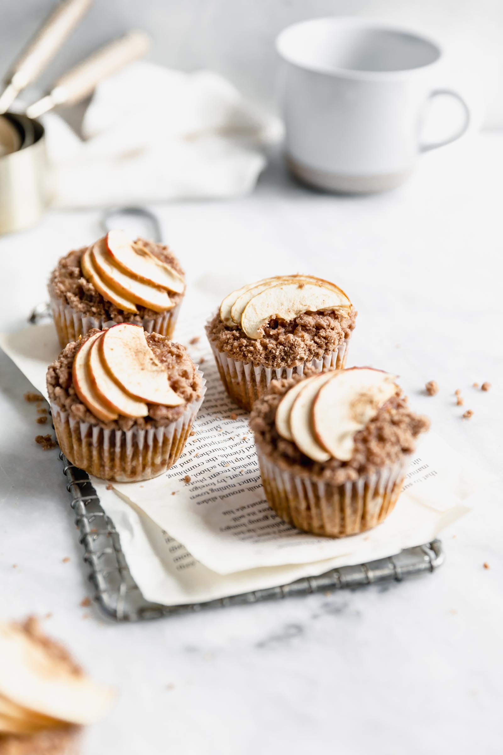 apple carrot muffins on a cooling rack