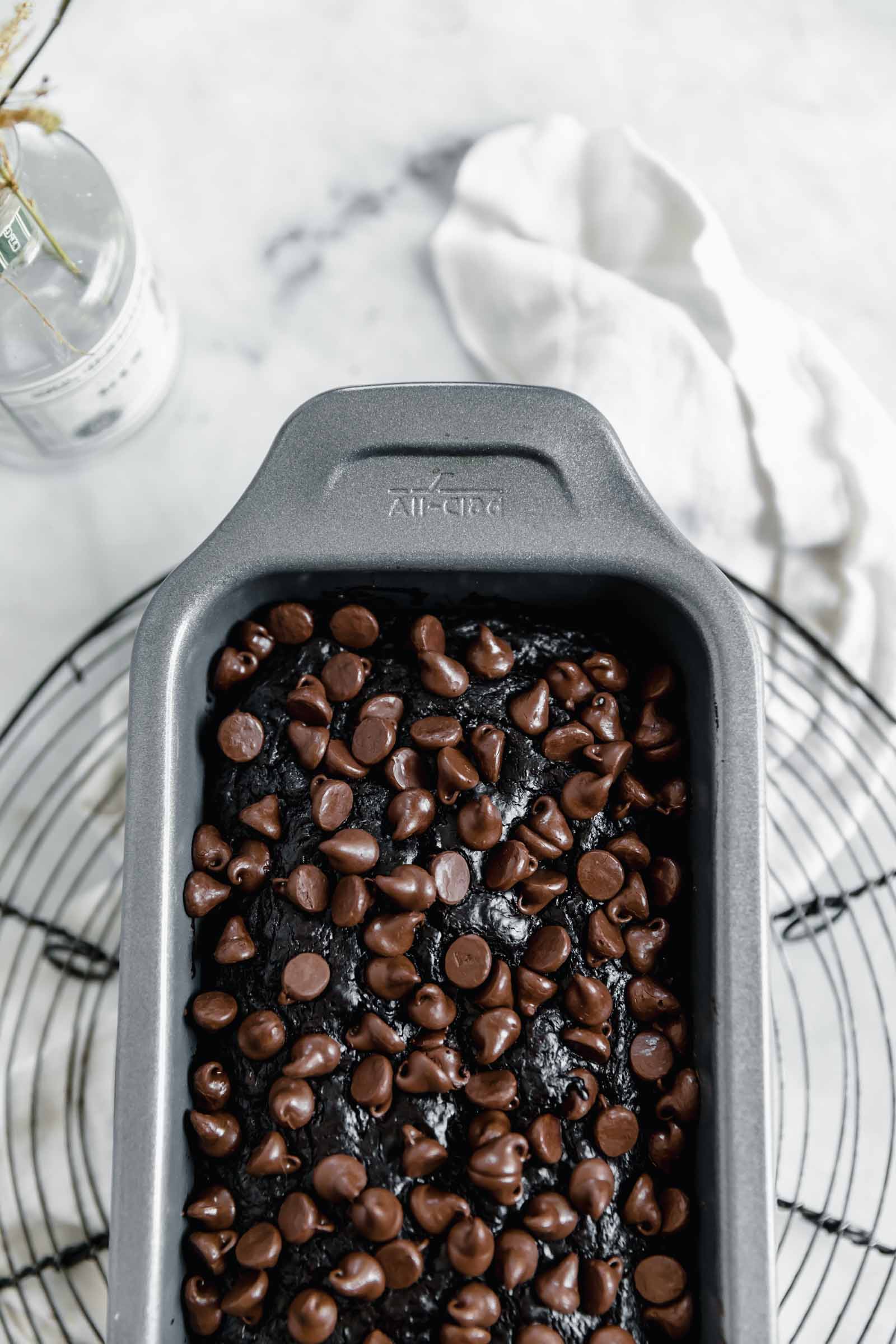 double chocolate zucchini breadi in all clad loaf pan