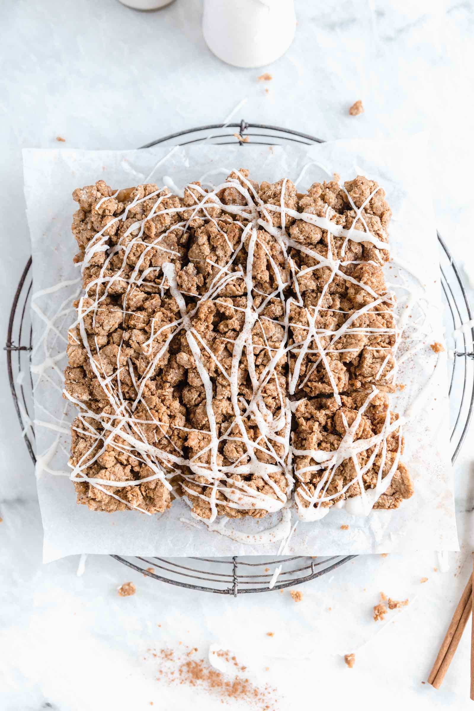 Overhead shot of healthy apple crumb bars