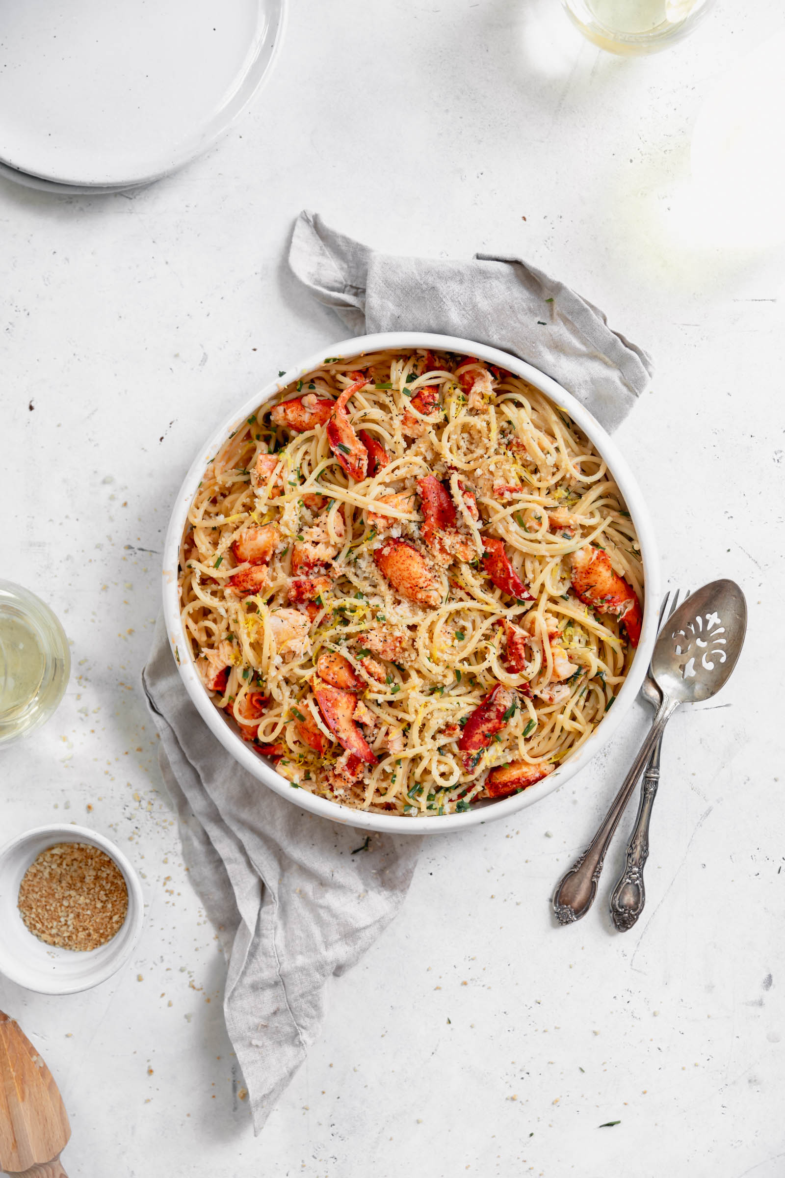 lobster roll pasta on large plate