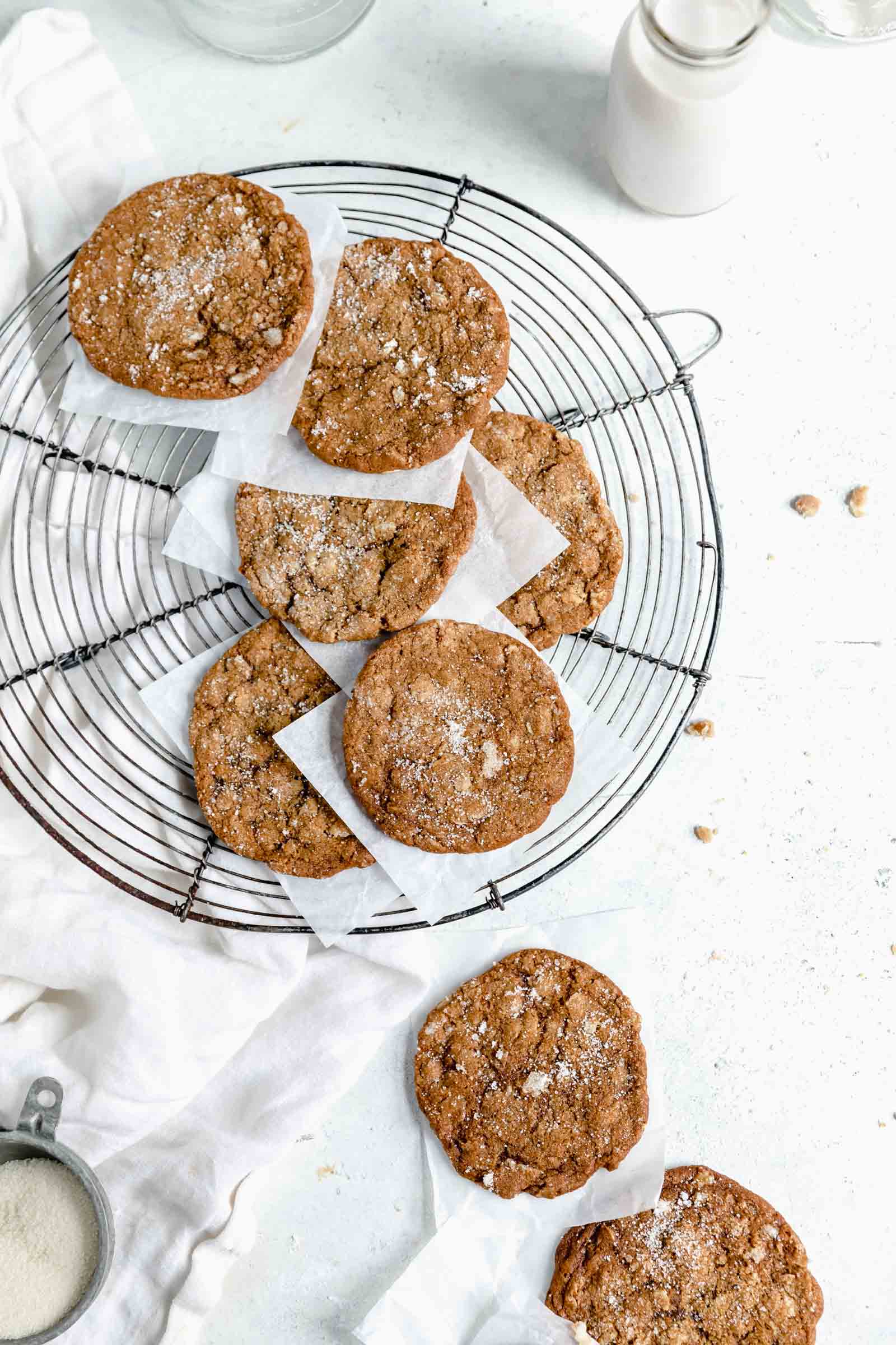 ginger oatmeal cookies on cooling rack