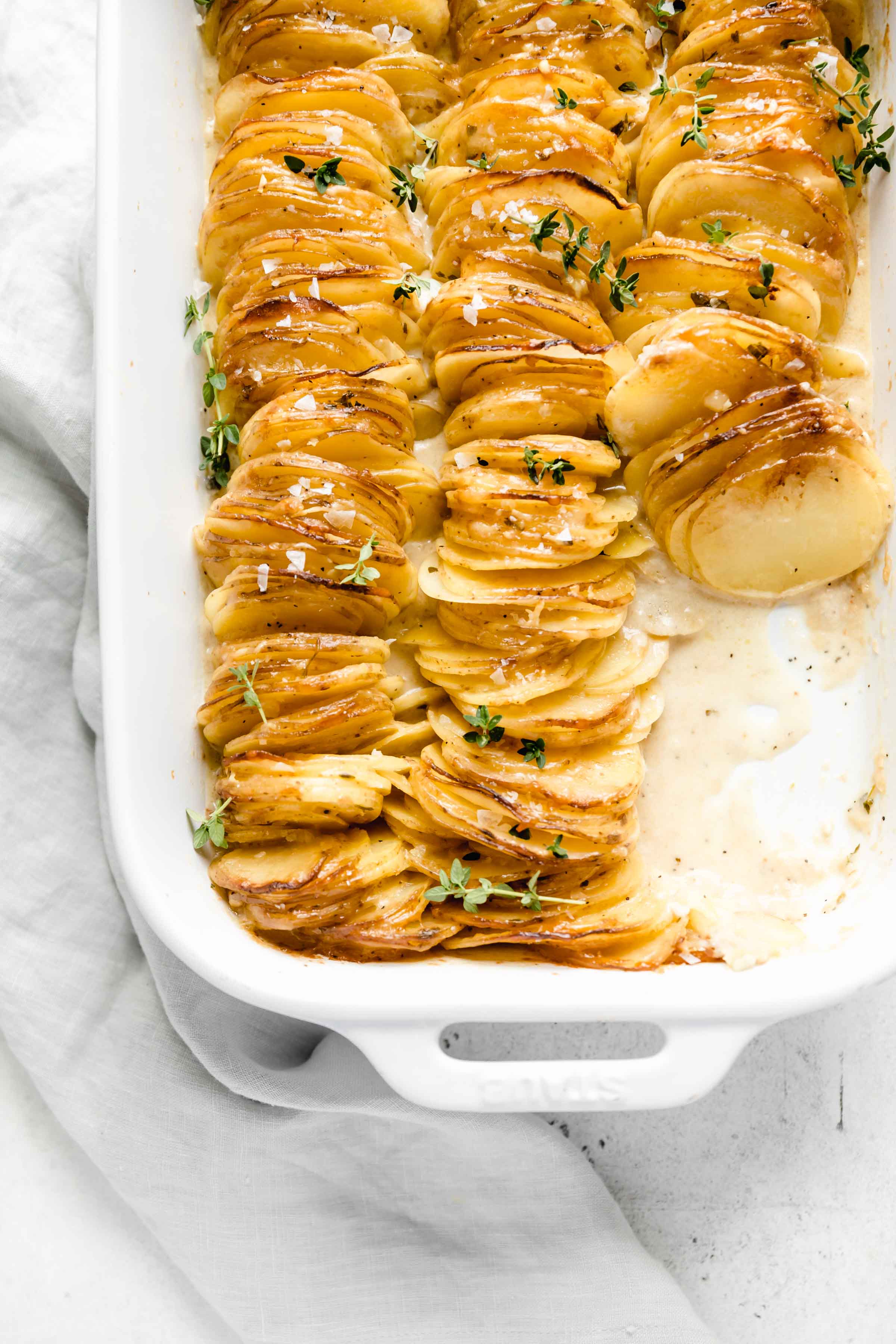 cheesy scalloped poatos stacked hasselback style