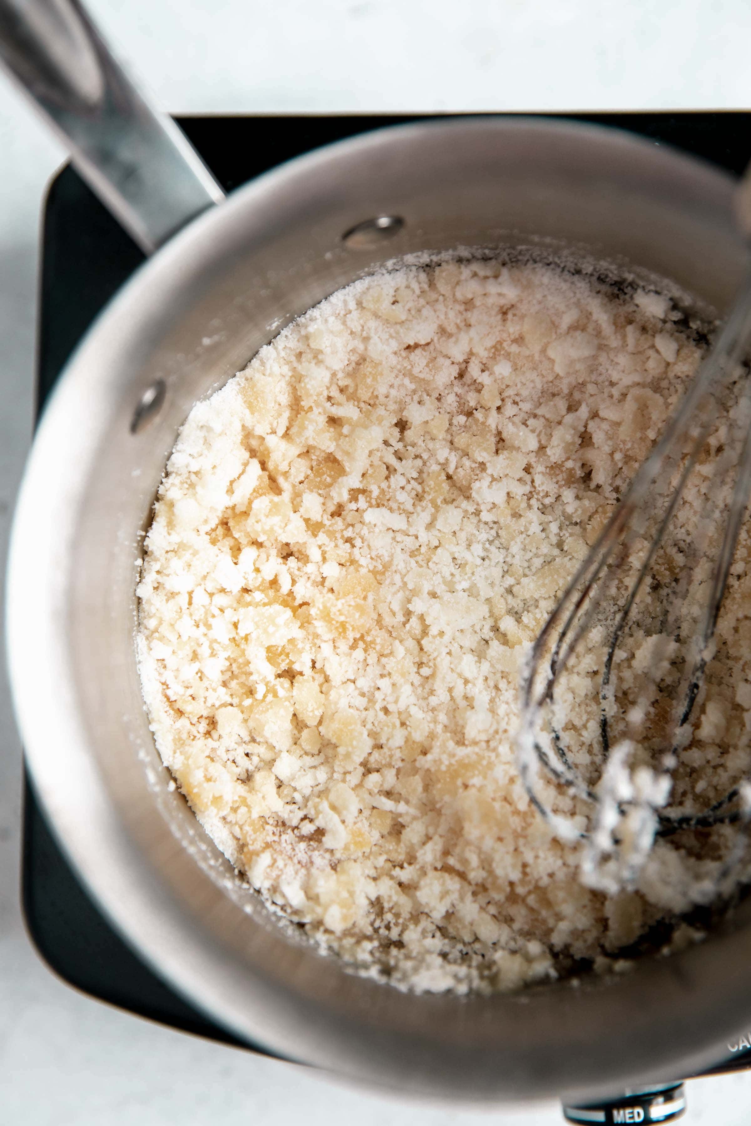 homemade caramel sugar started to clump together