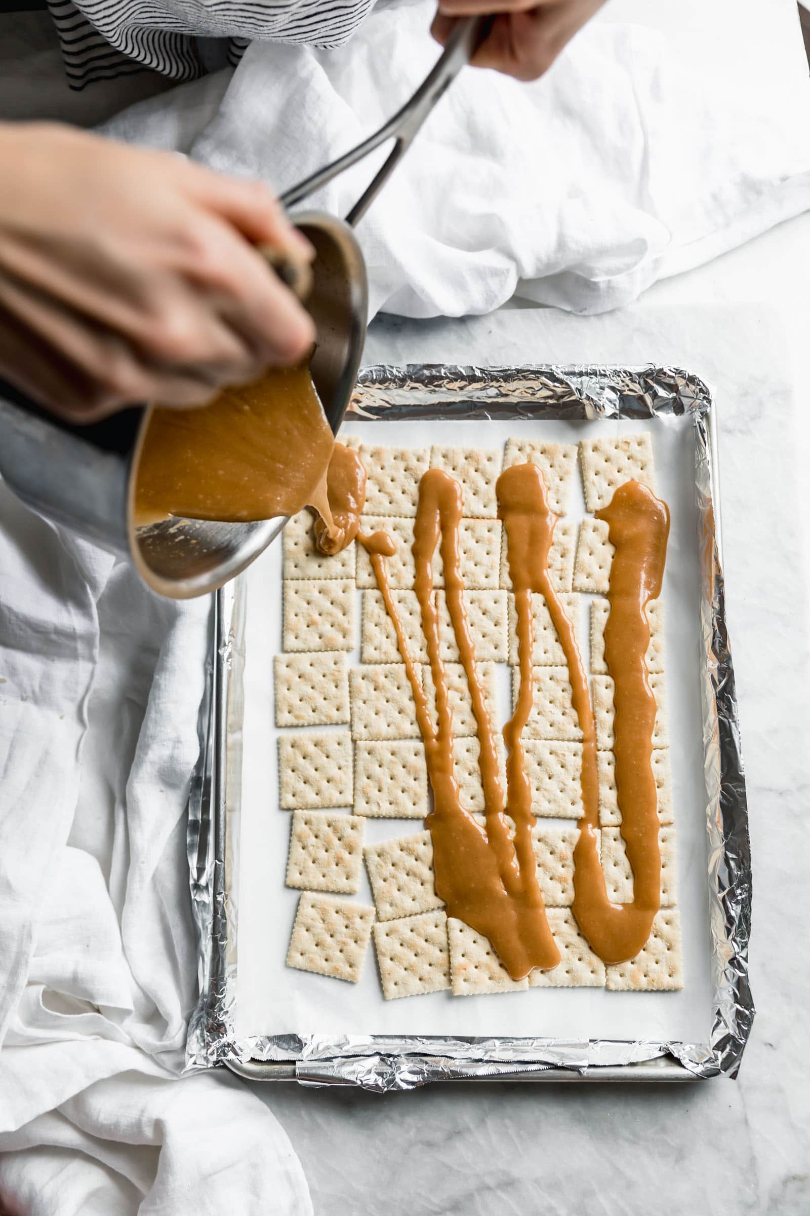 toffee poured over saltines