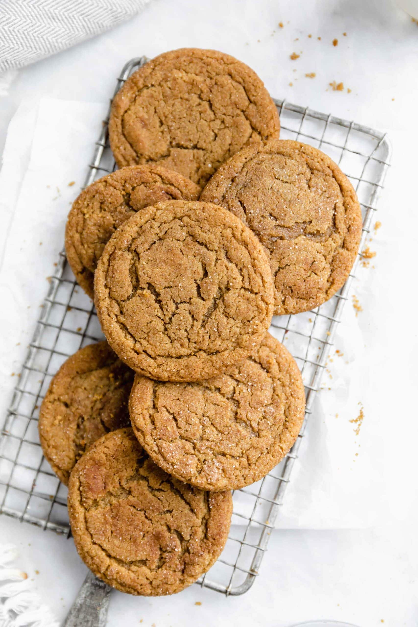 overhead shot of zingy chewy gingerdoodles AKA our new favorite Christmas cookie