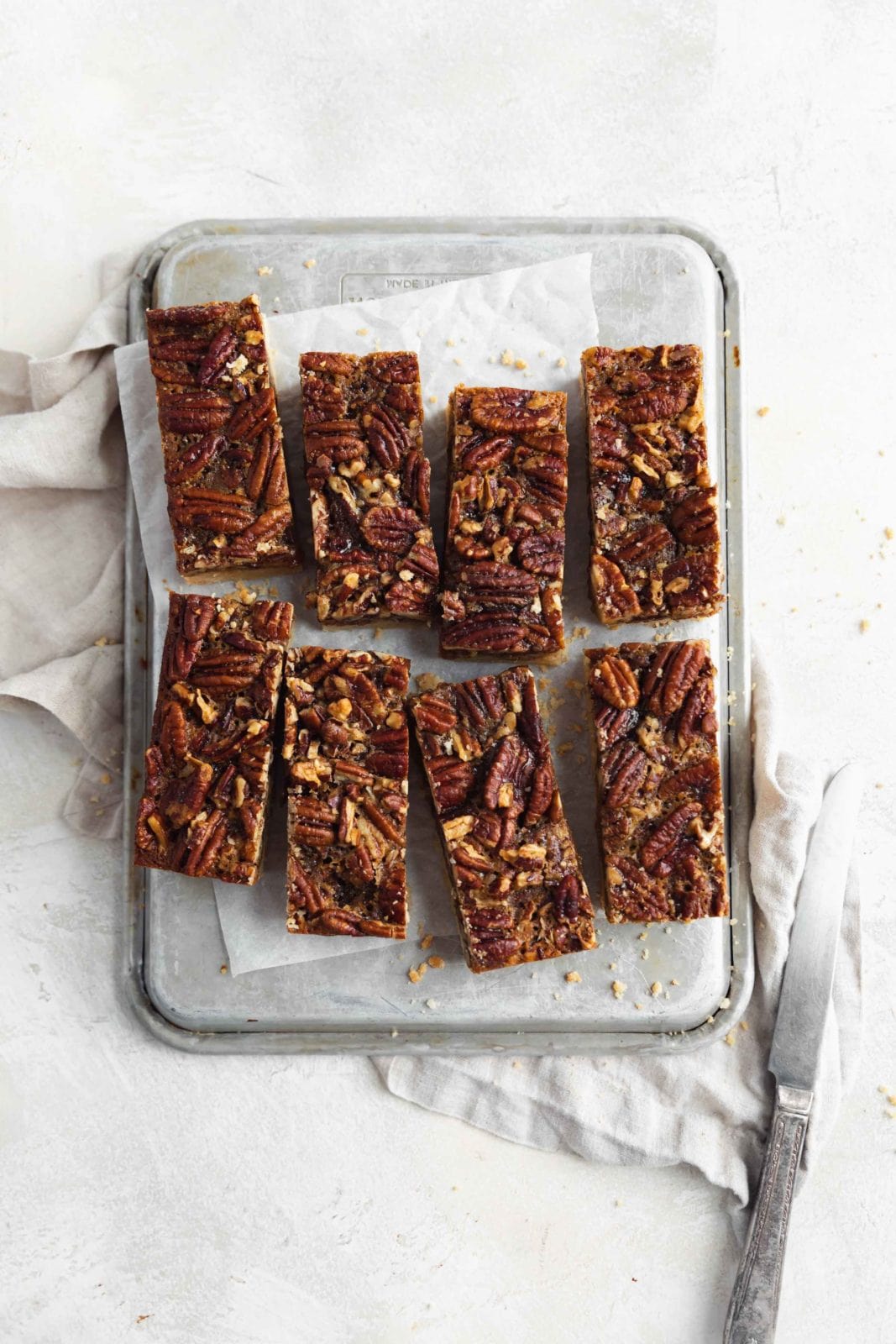 overhead shot of maple pecan pie bars