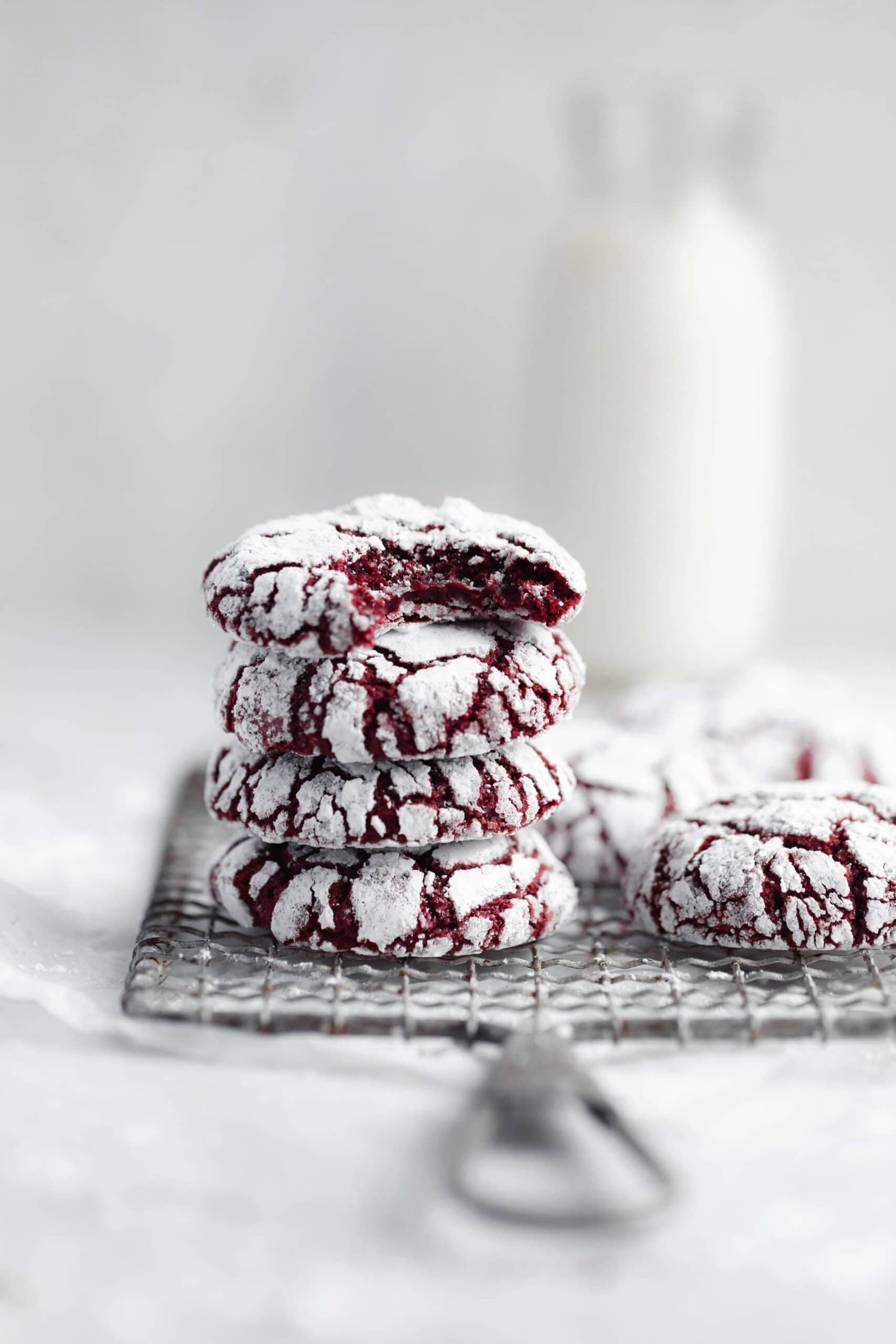 These fudgy red velvet crinkle cookies are the perfect festive addition to your holiday cookie baking!
