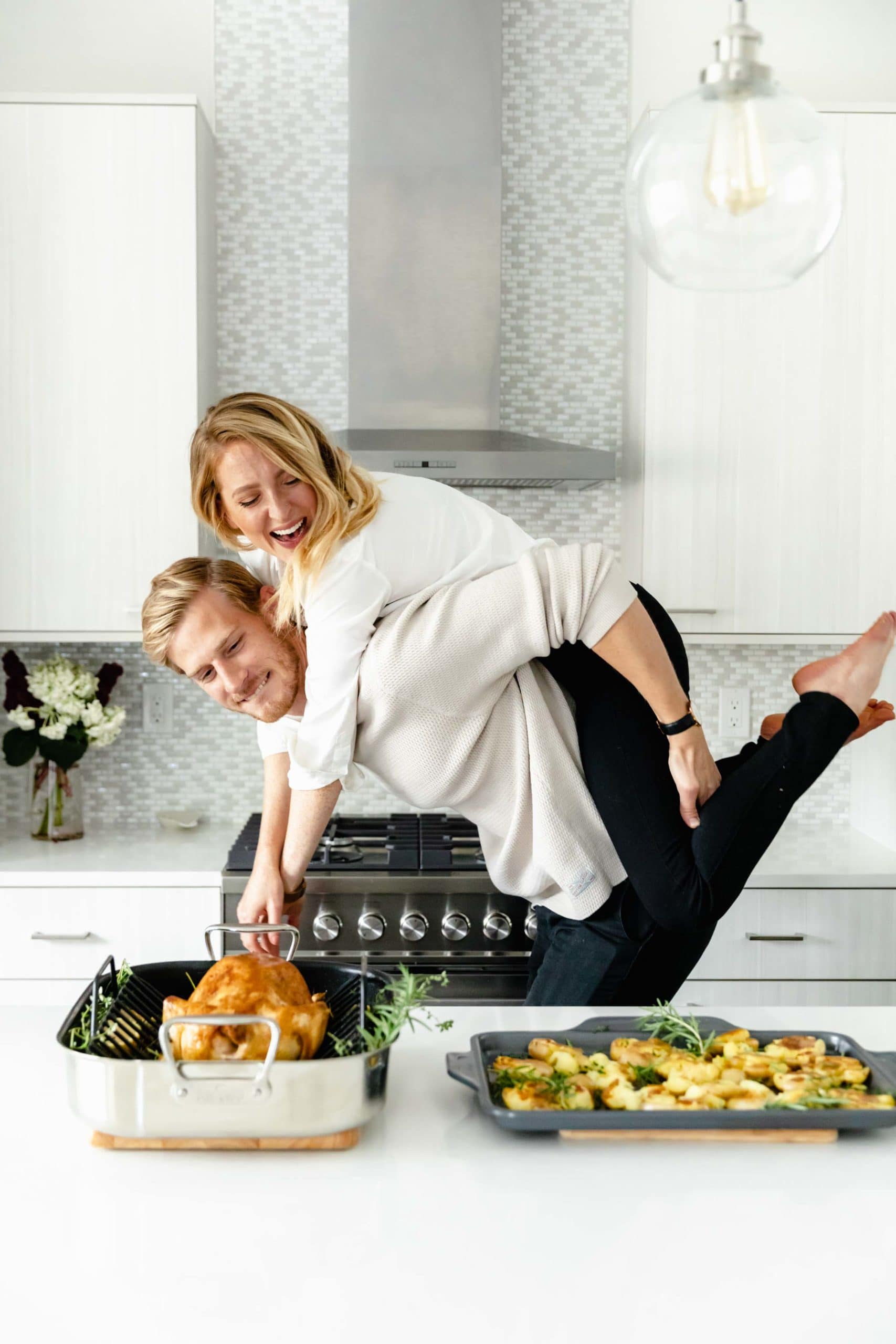 happy couple in the kitchen
