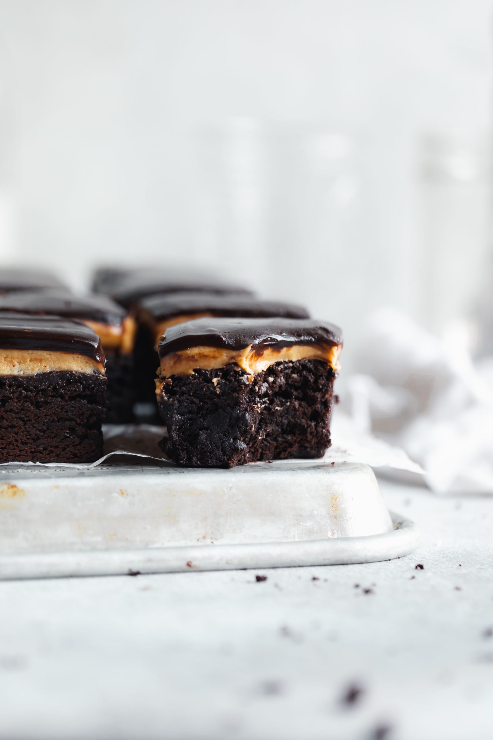 buckeye brownies with a bite taken out
