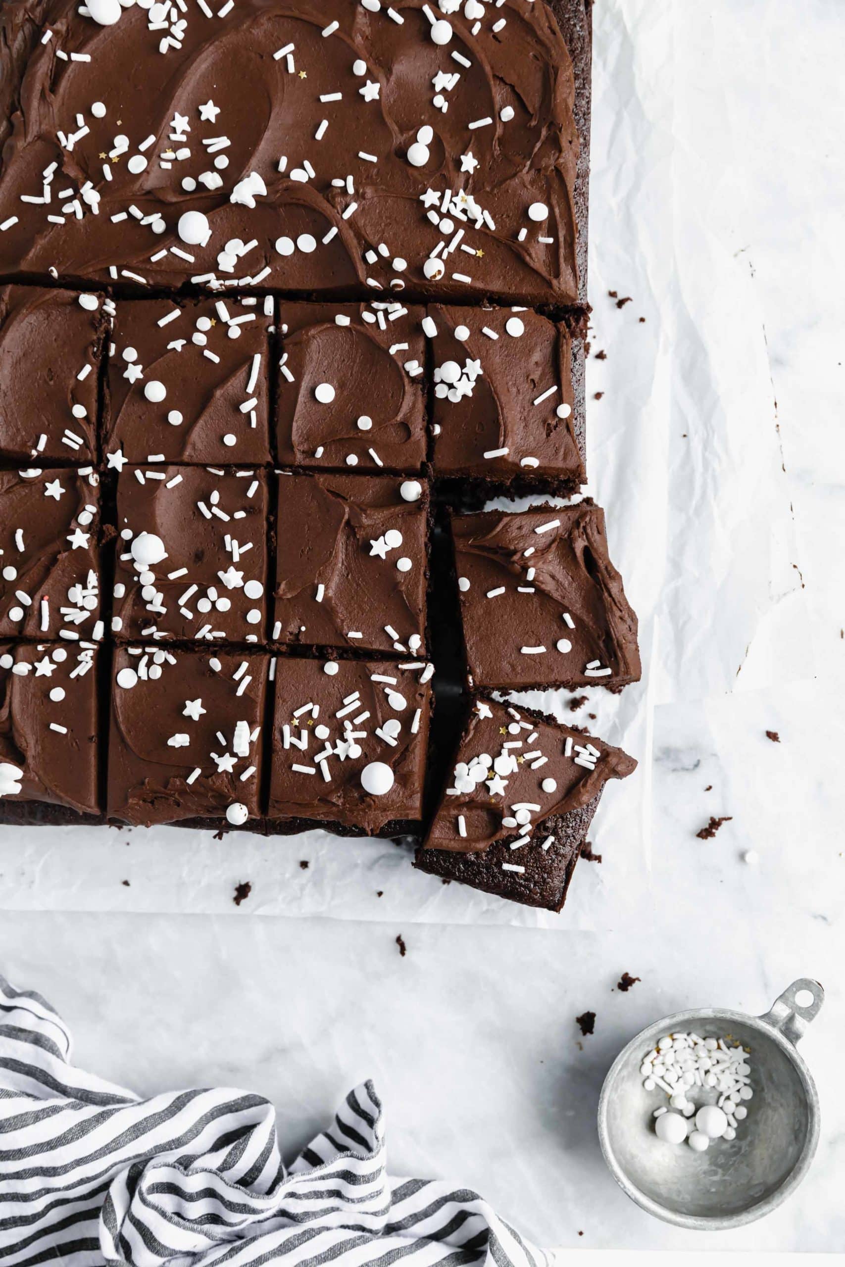 moist and fudgy gfree chocolate cake with a thick chocolate buttercream