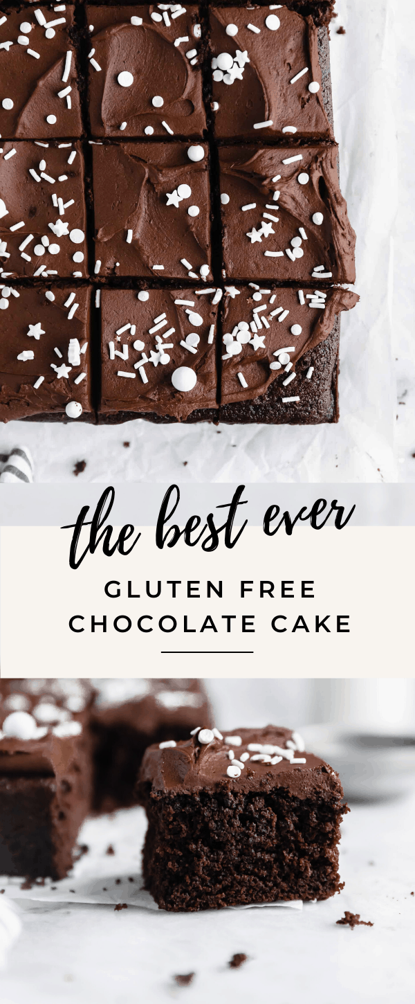 The best easy gluten free chocolate cake recipe! It's moist, richy, fudgy and super easy to make!