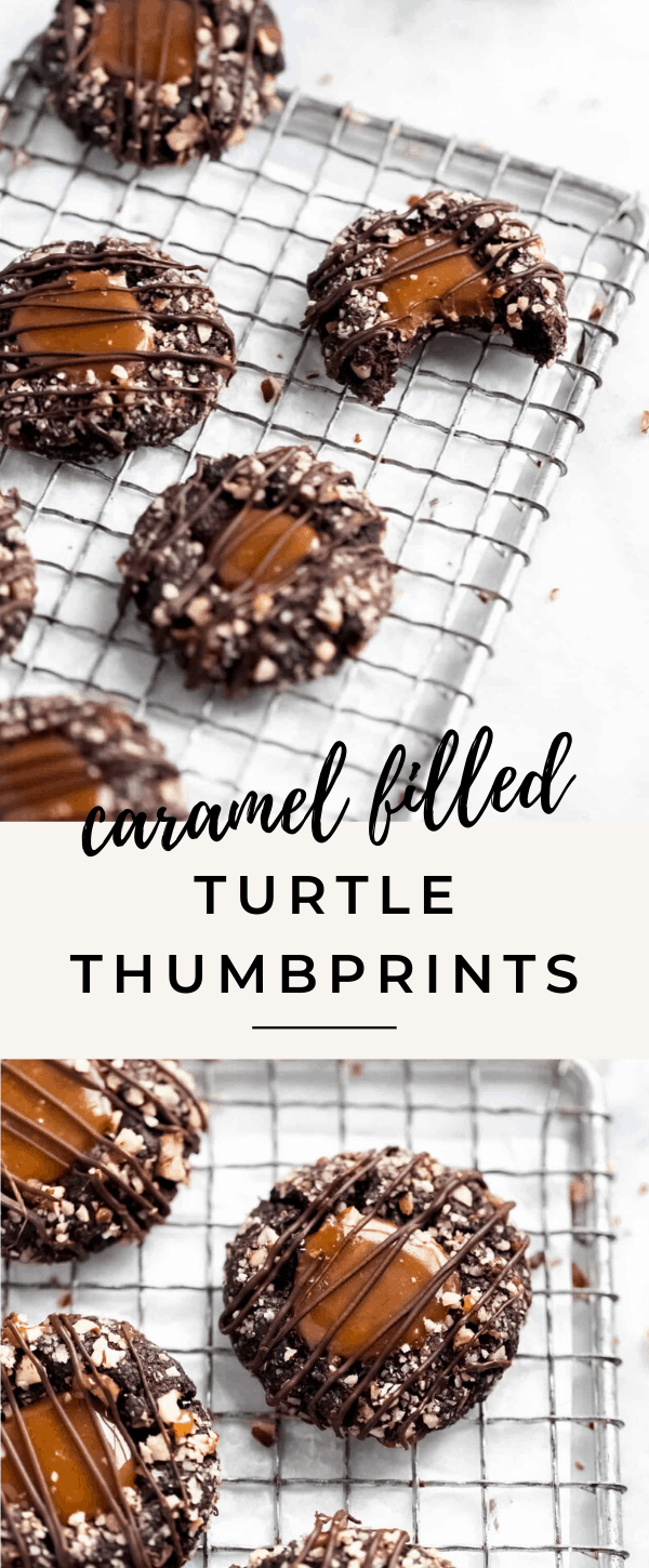 easy caramel filled turtle thumbprints perfect for christmas