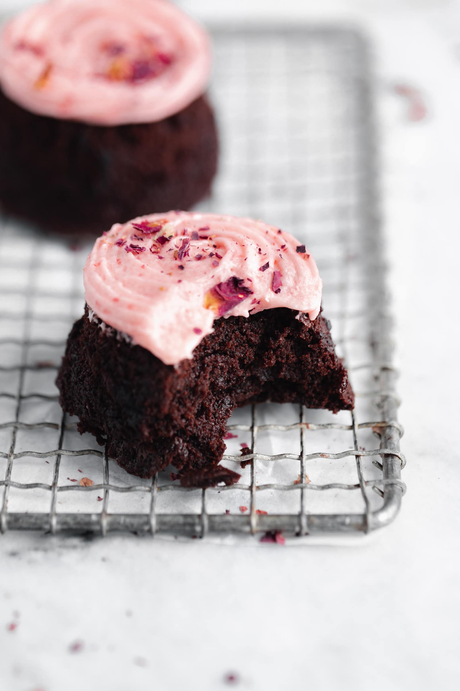 gluten free chocolate cake for two with a bite taken out