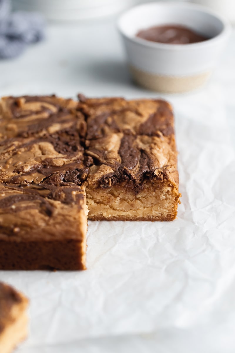 peanut butter and nutella swirled blondies
