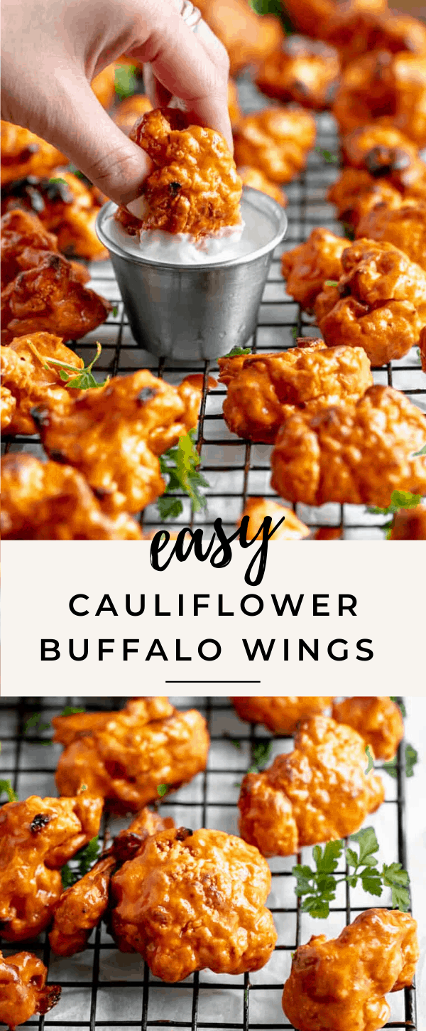 Whip up this easy buffalo cauliflower wings recipes for game day or a fun appetizer! Made with a crunchy buttermilk coating and a finger licking good buffalo coating, these vegan buffalo cauliflower wings are to die for!