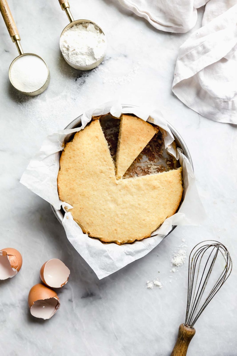 vanilla cake in a pan