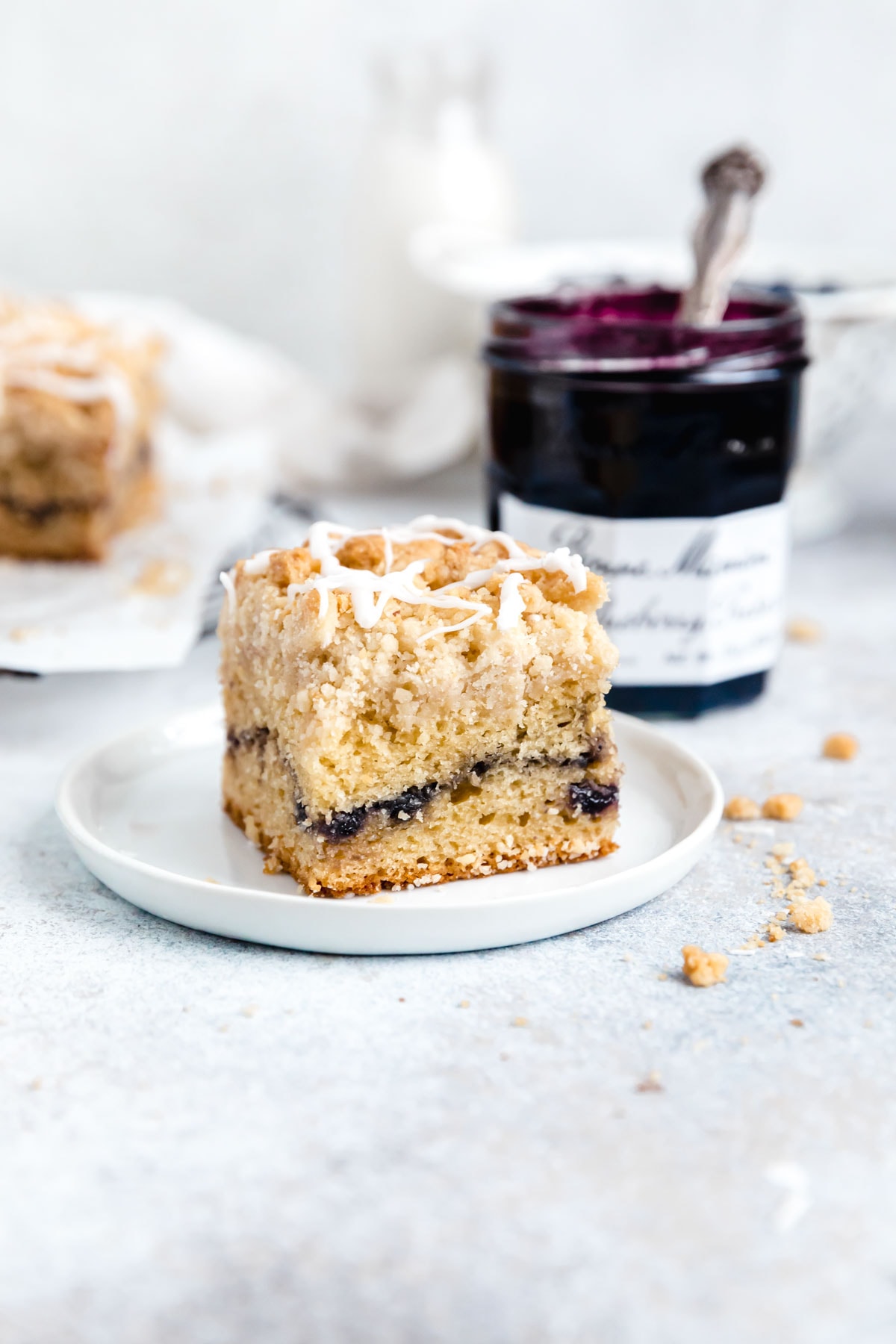 slice of blueberry coffee cake