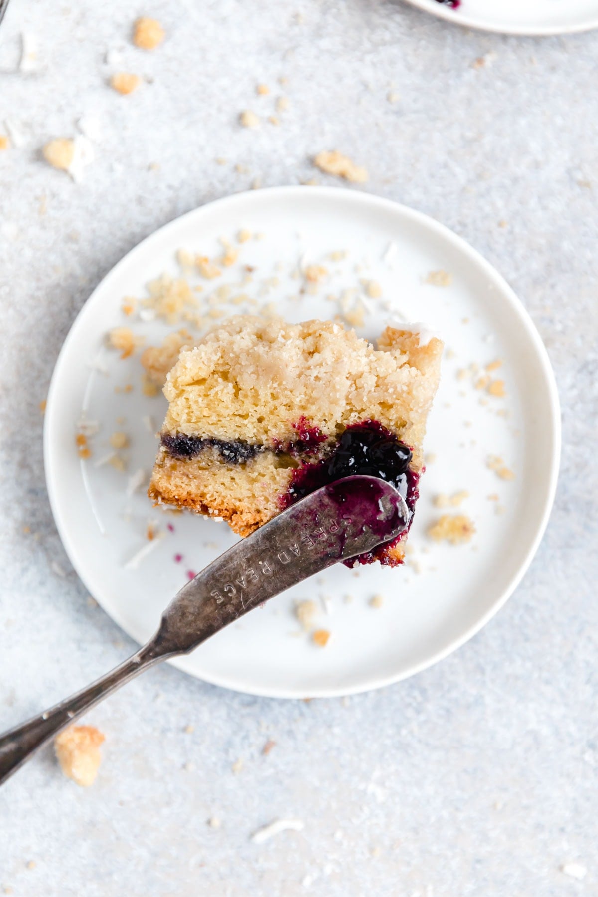 slice of blueberry crumb cake