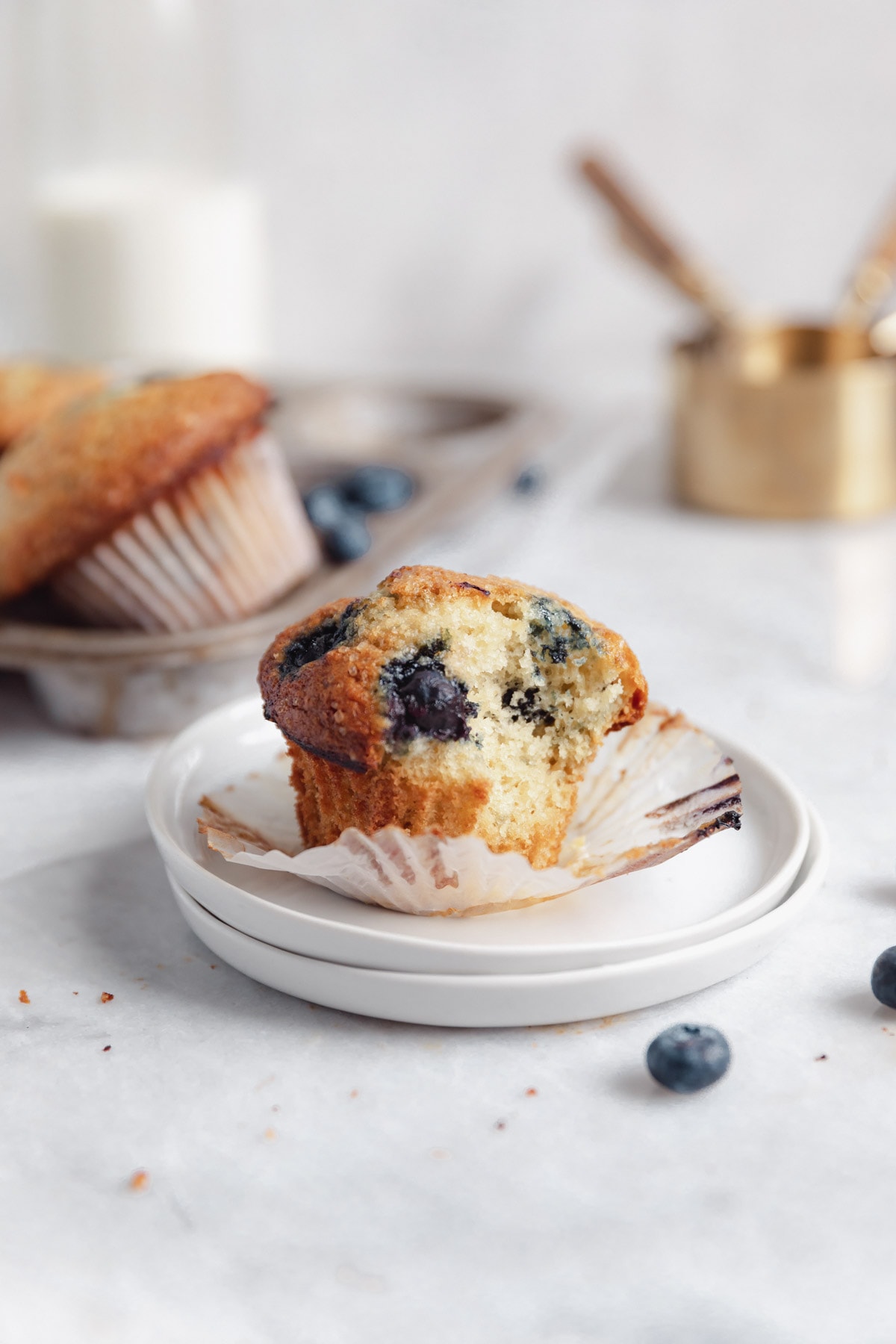 fluffy blueberry muffin with sugary top