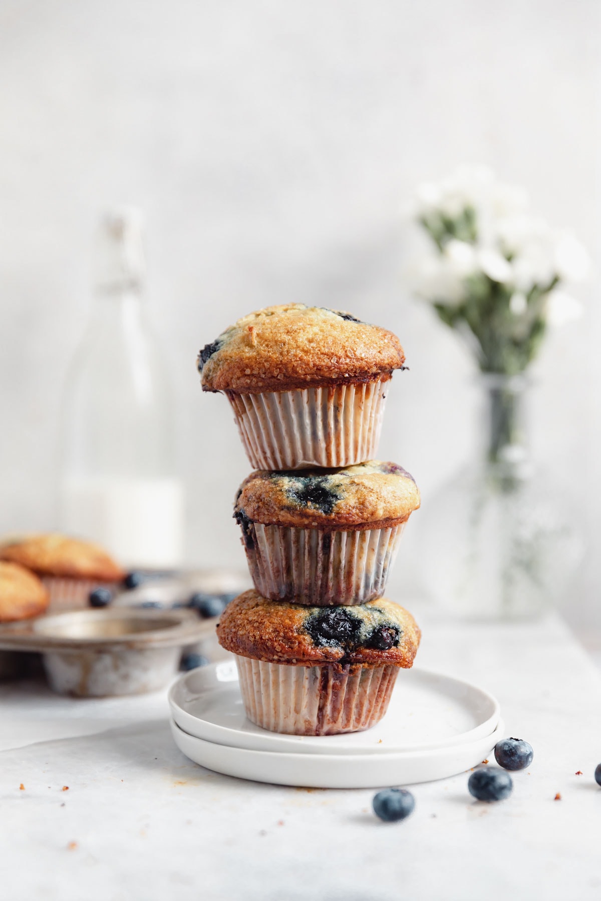 stack of blueberry muffins