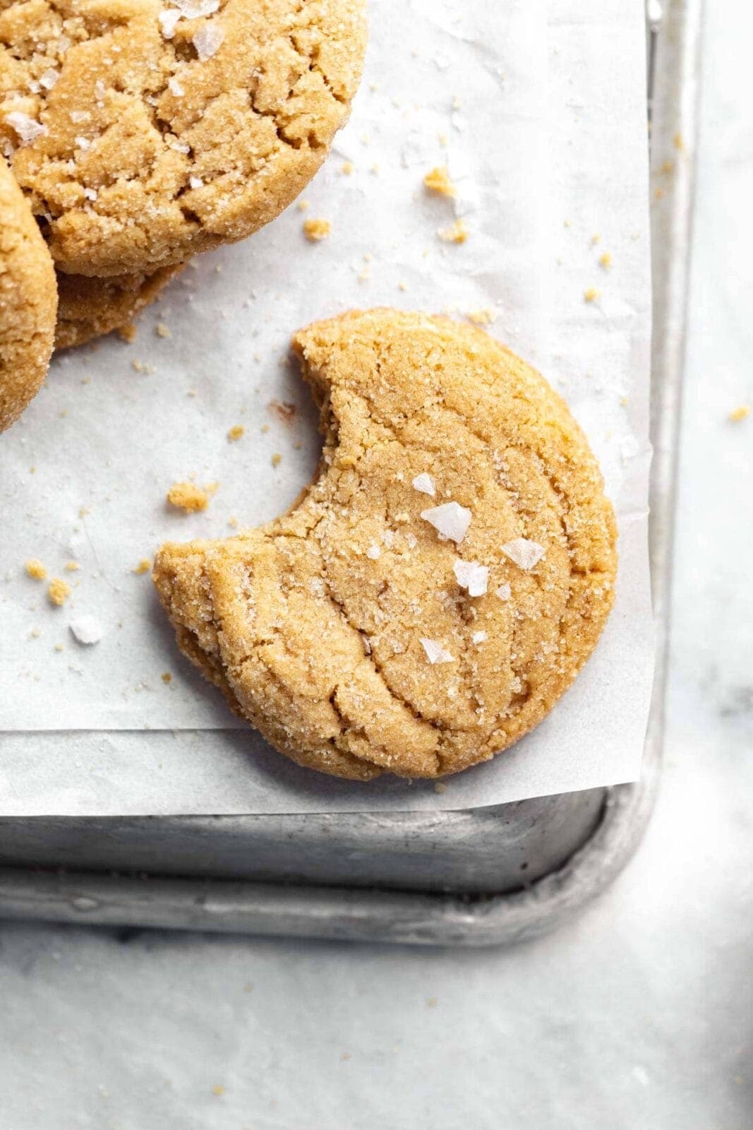 soft peanut butter cookies with a bite taken out