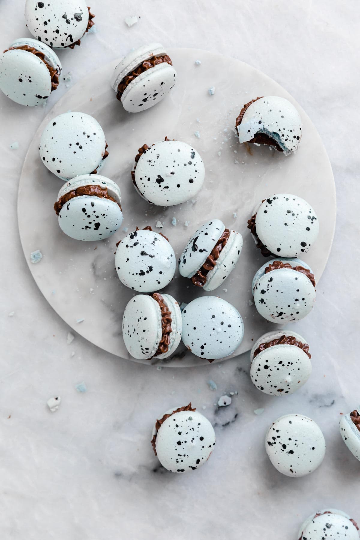 spring macarons filled with chocolate buttercream