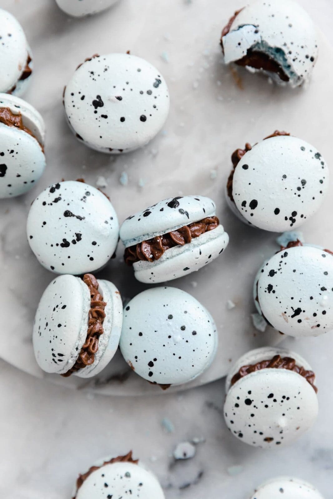 robins egg macarons speckled for easter