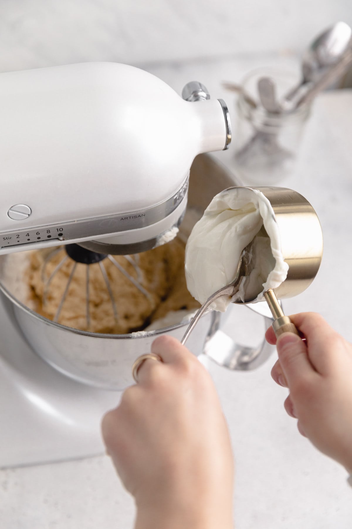 sour cream adding to batter