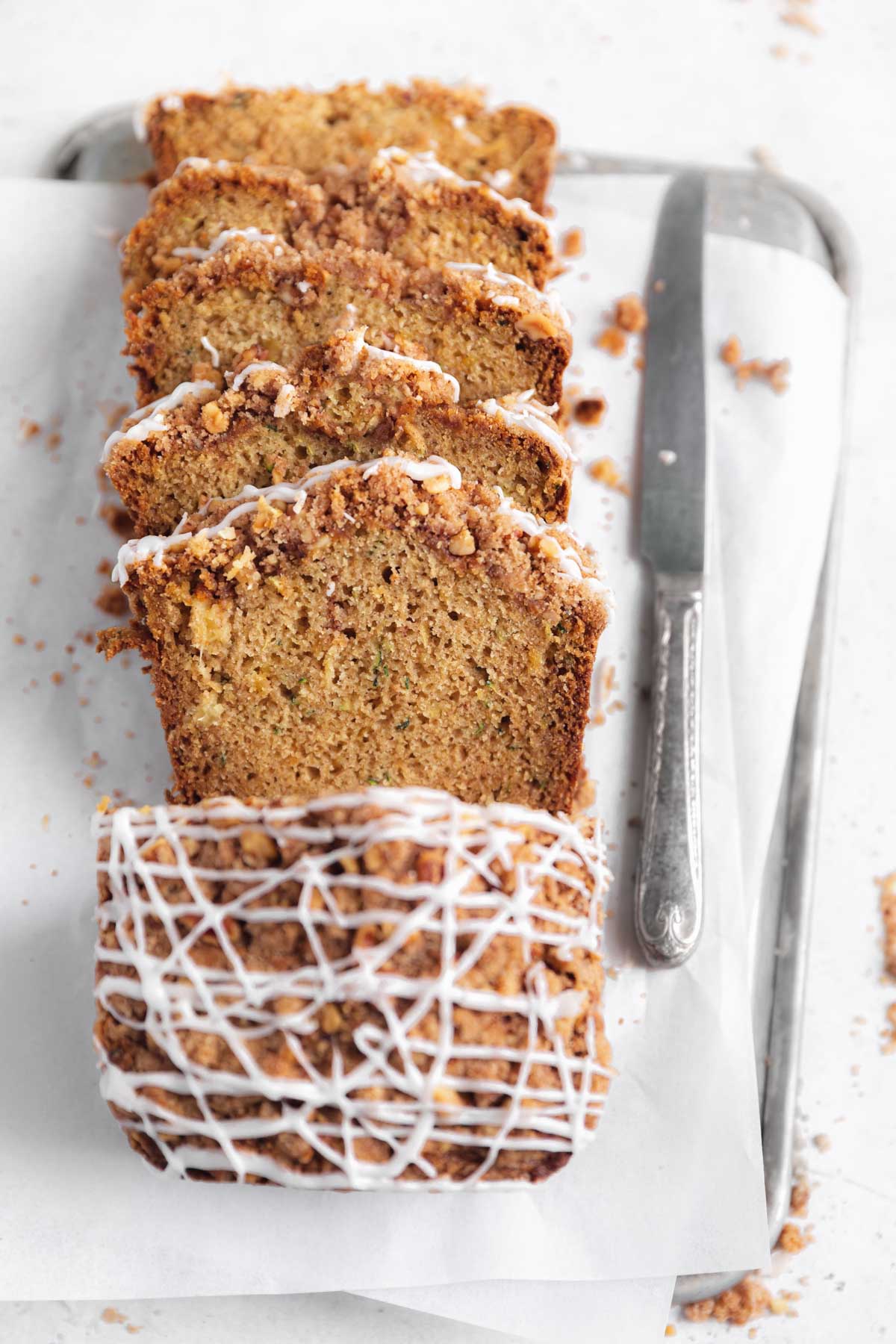 the best zucchini bread with a crumb topping