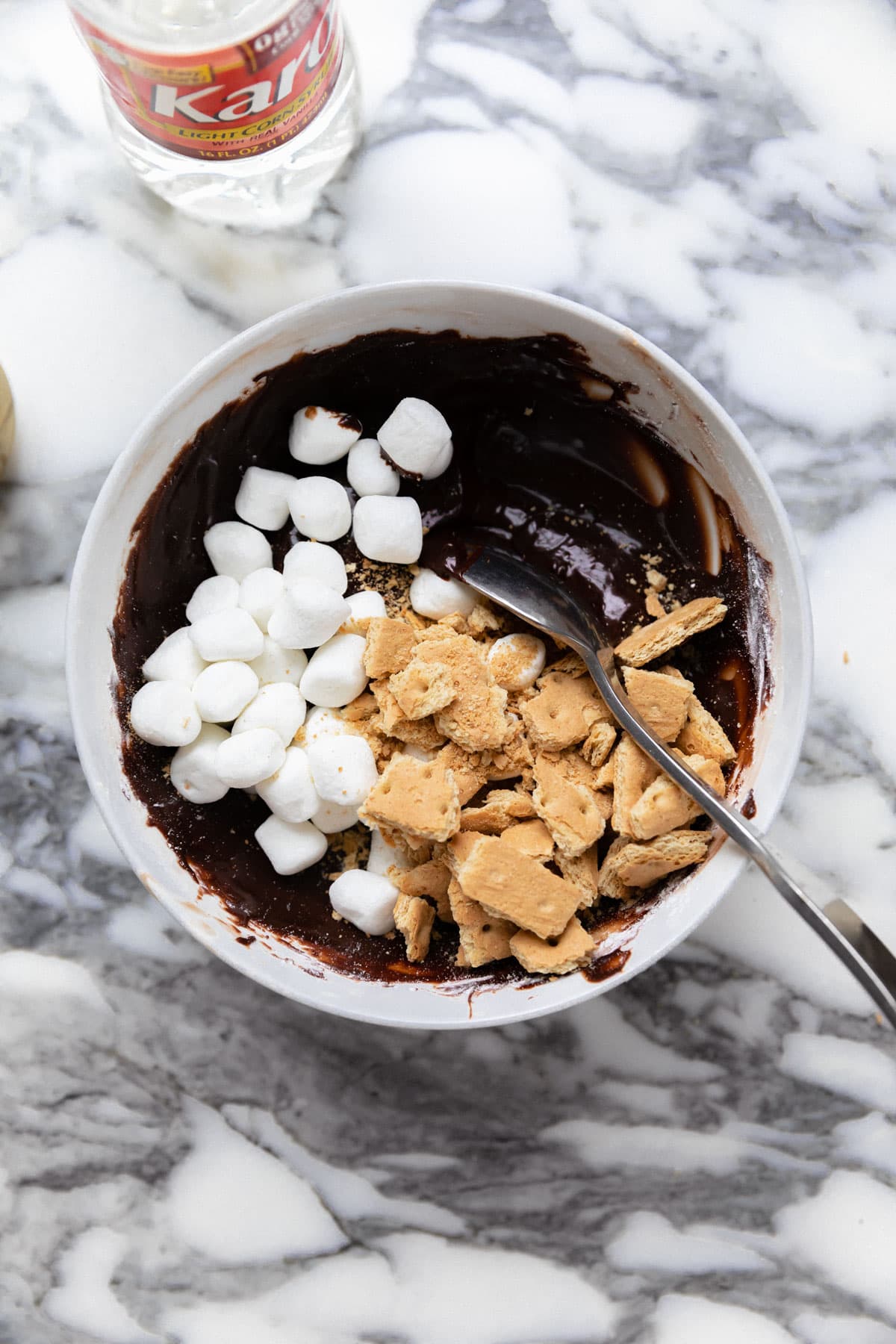 smores fudge mixing shots