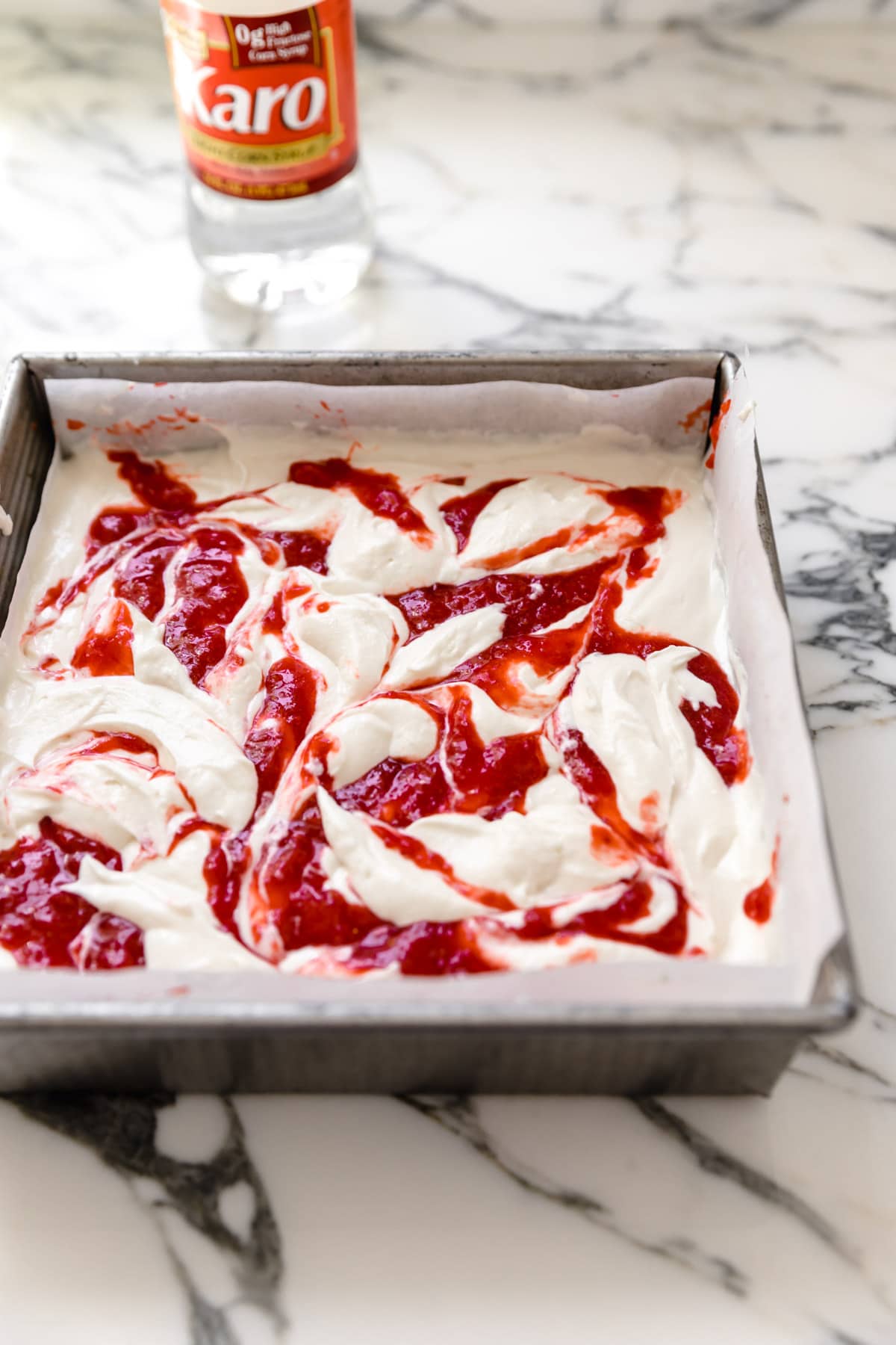 strawberry swirled cheesecake