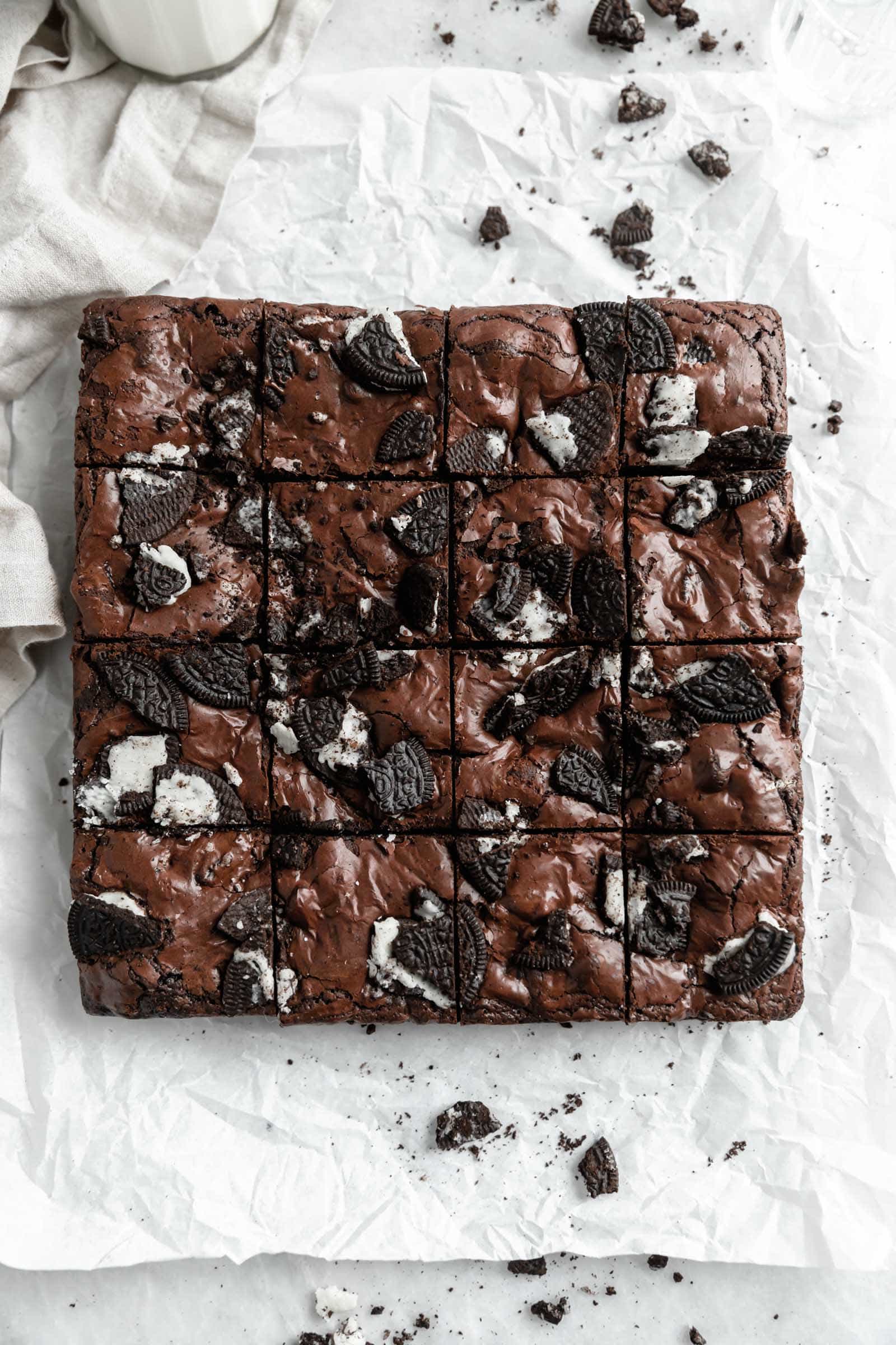 overhead shot of oreo brownies