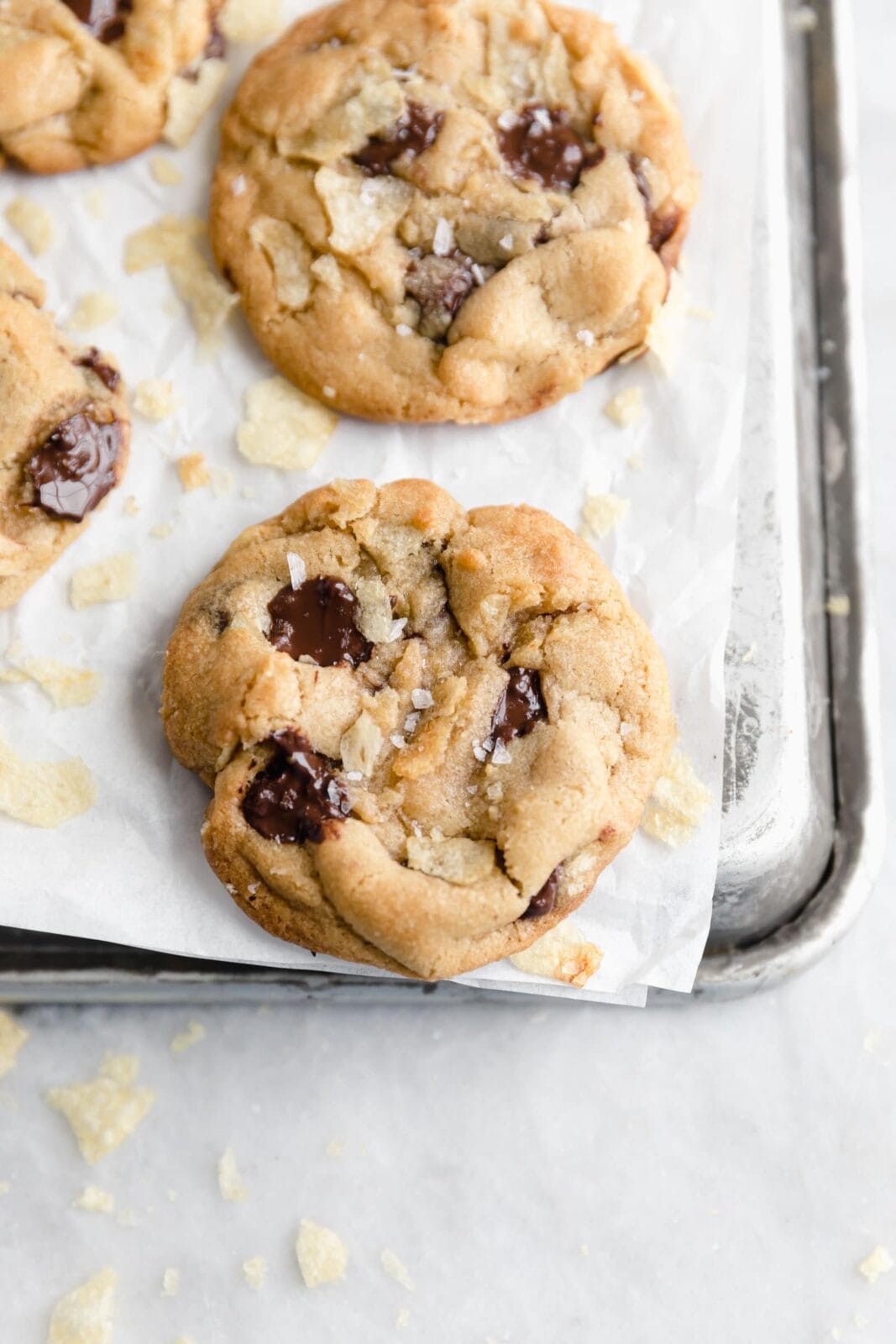 kitchen sink cookies loaded with potato chips and chocolate