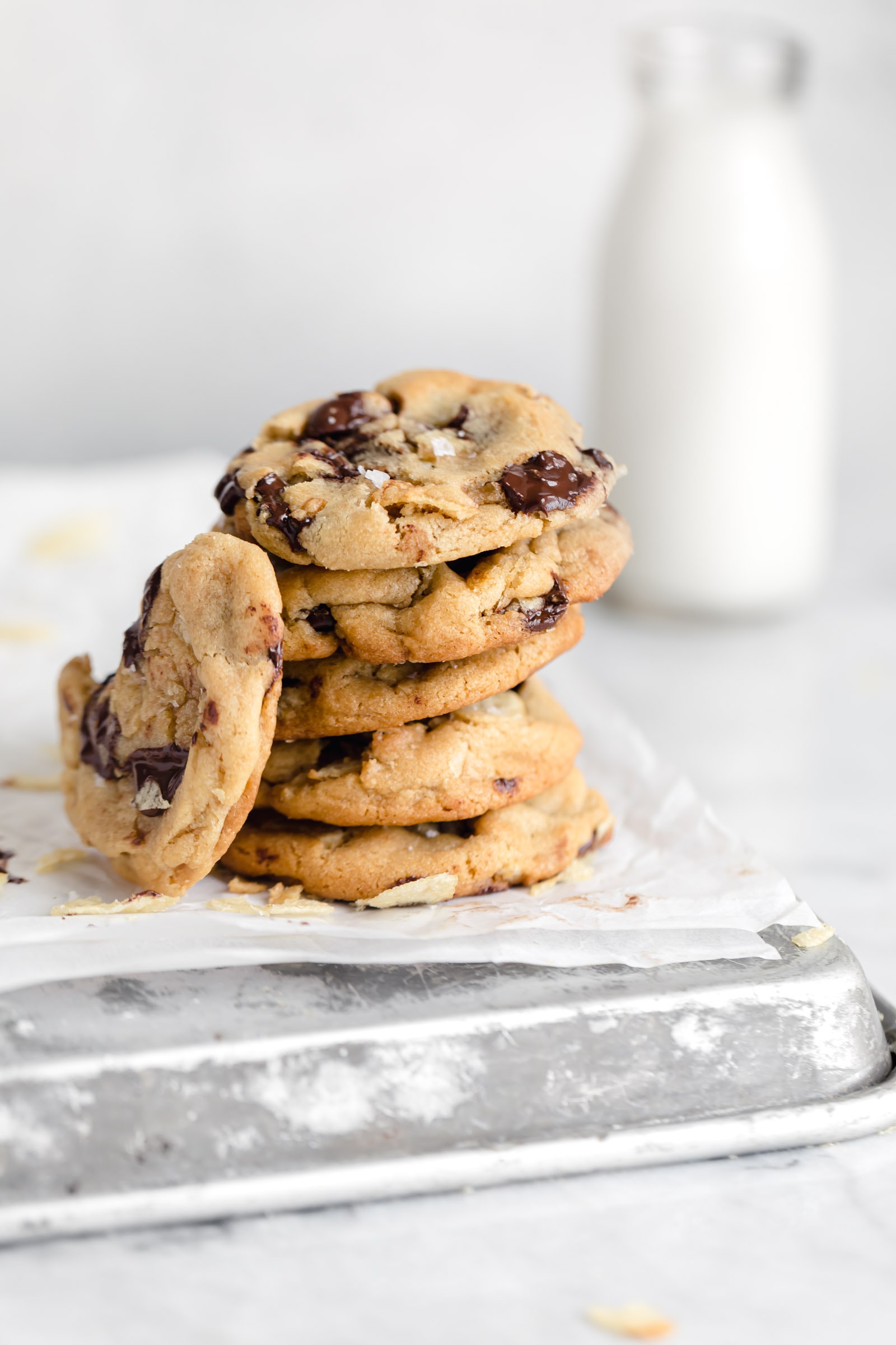 stack of potato chip chocolate chip cookies