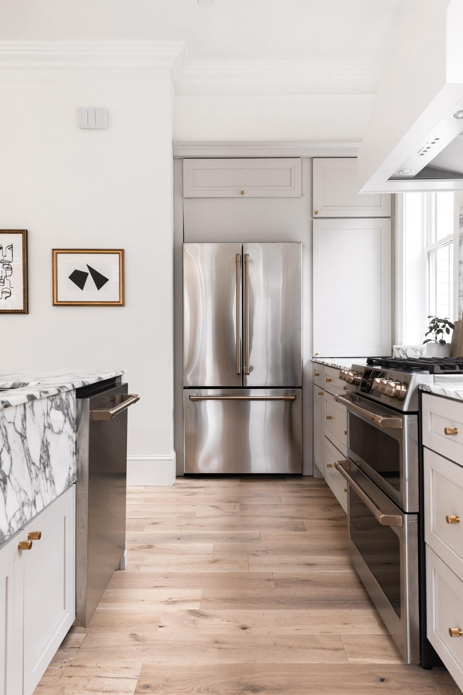 modern kitchen with stainless steel appliances