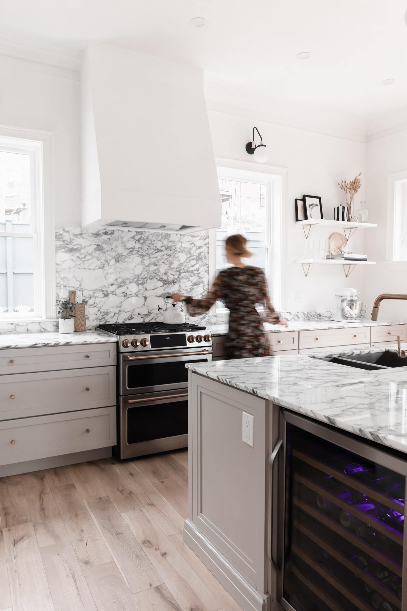 modern kitchen with marble counters