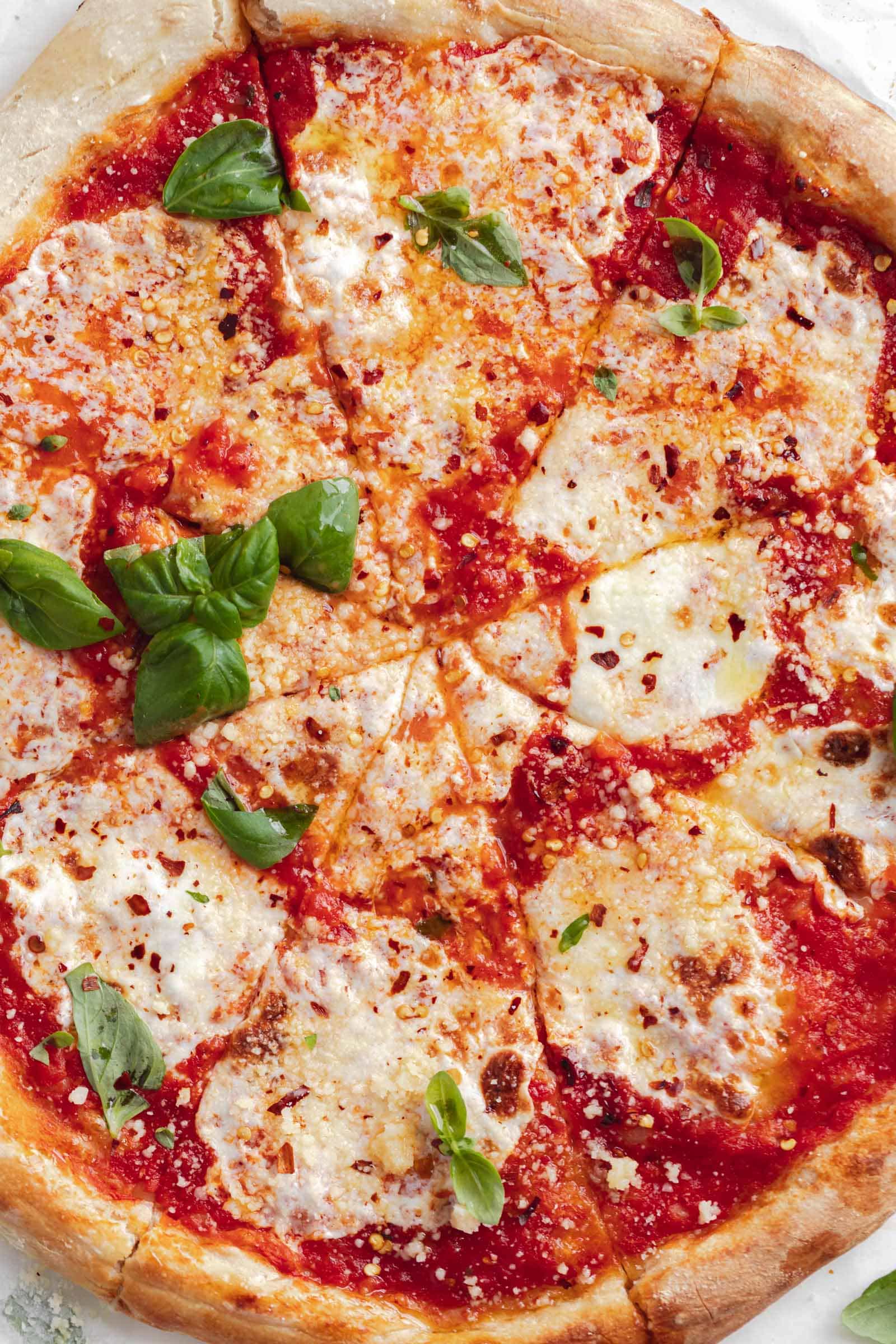 sour dough pizza with mozzarella cheese