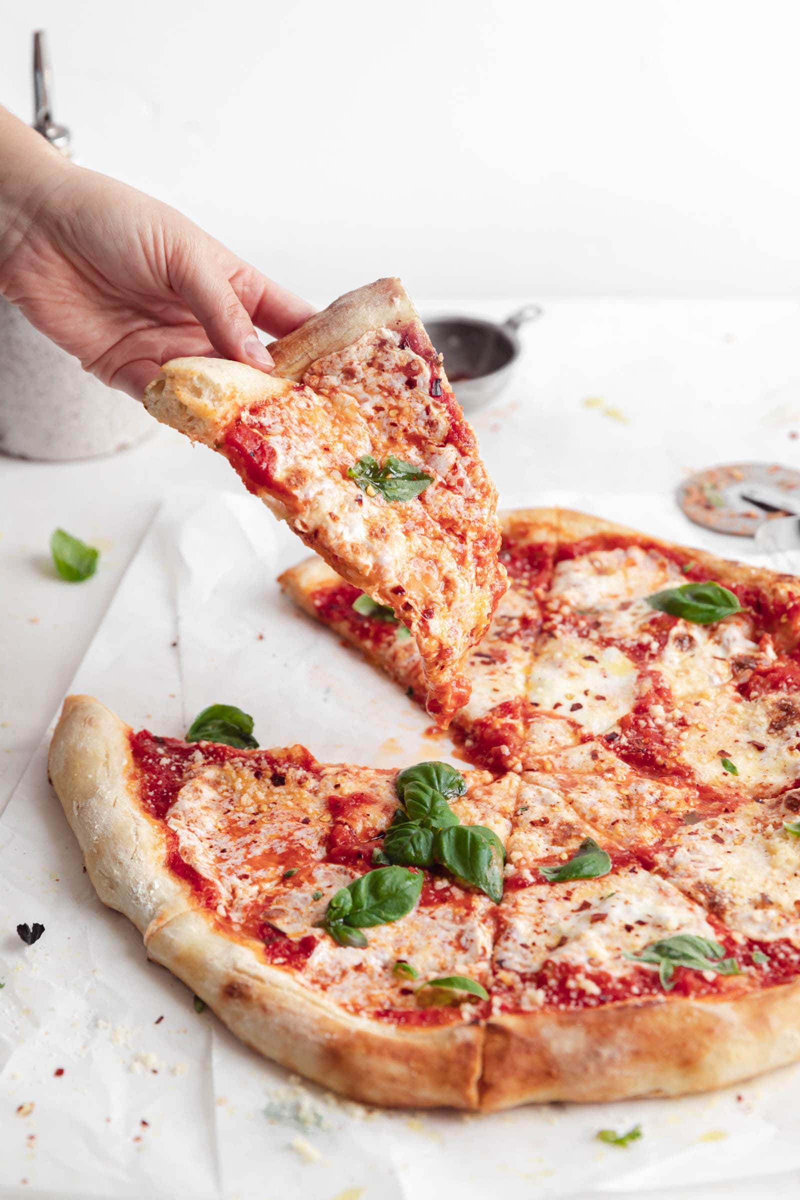 sour dough pizza slice taken out