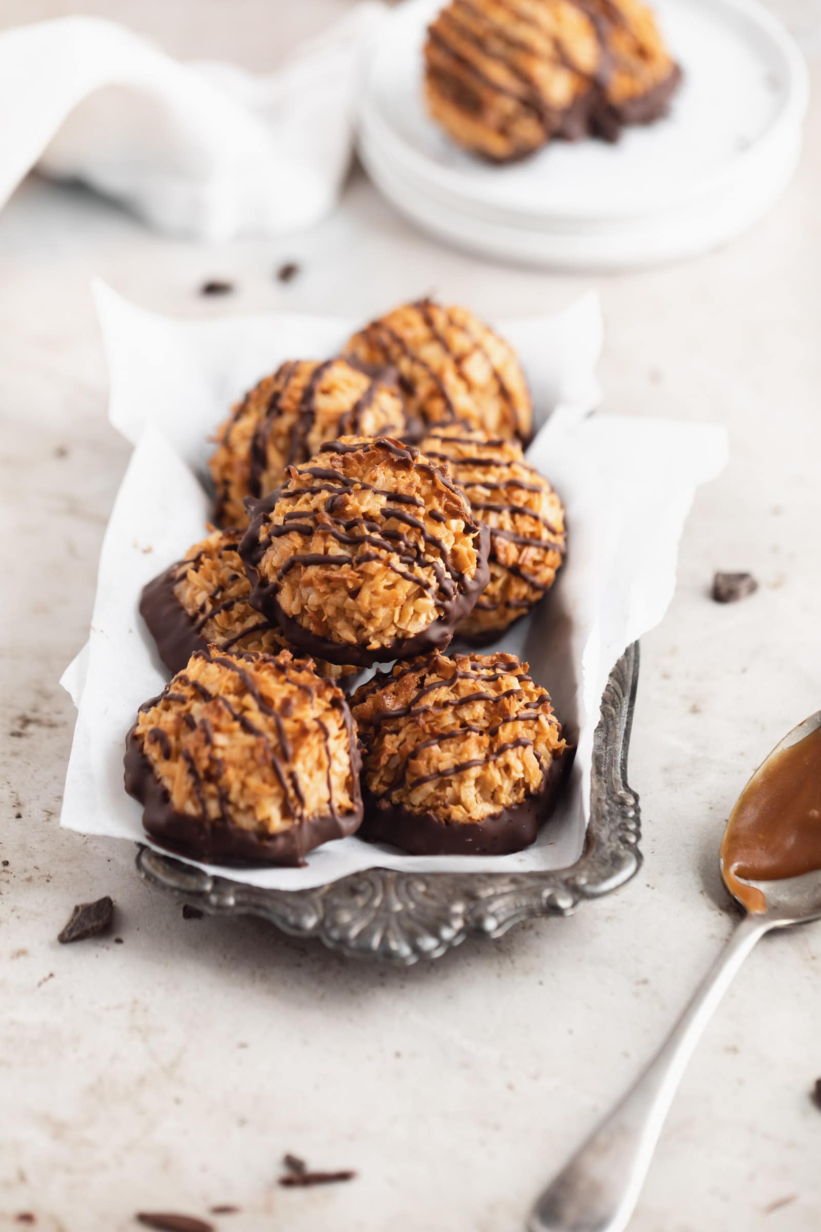 samoa macaroons on a plate