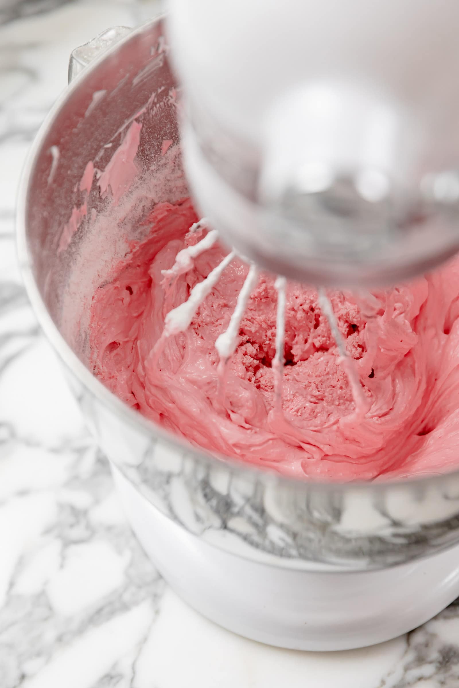 pink macaron batter
