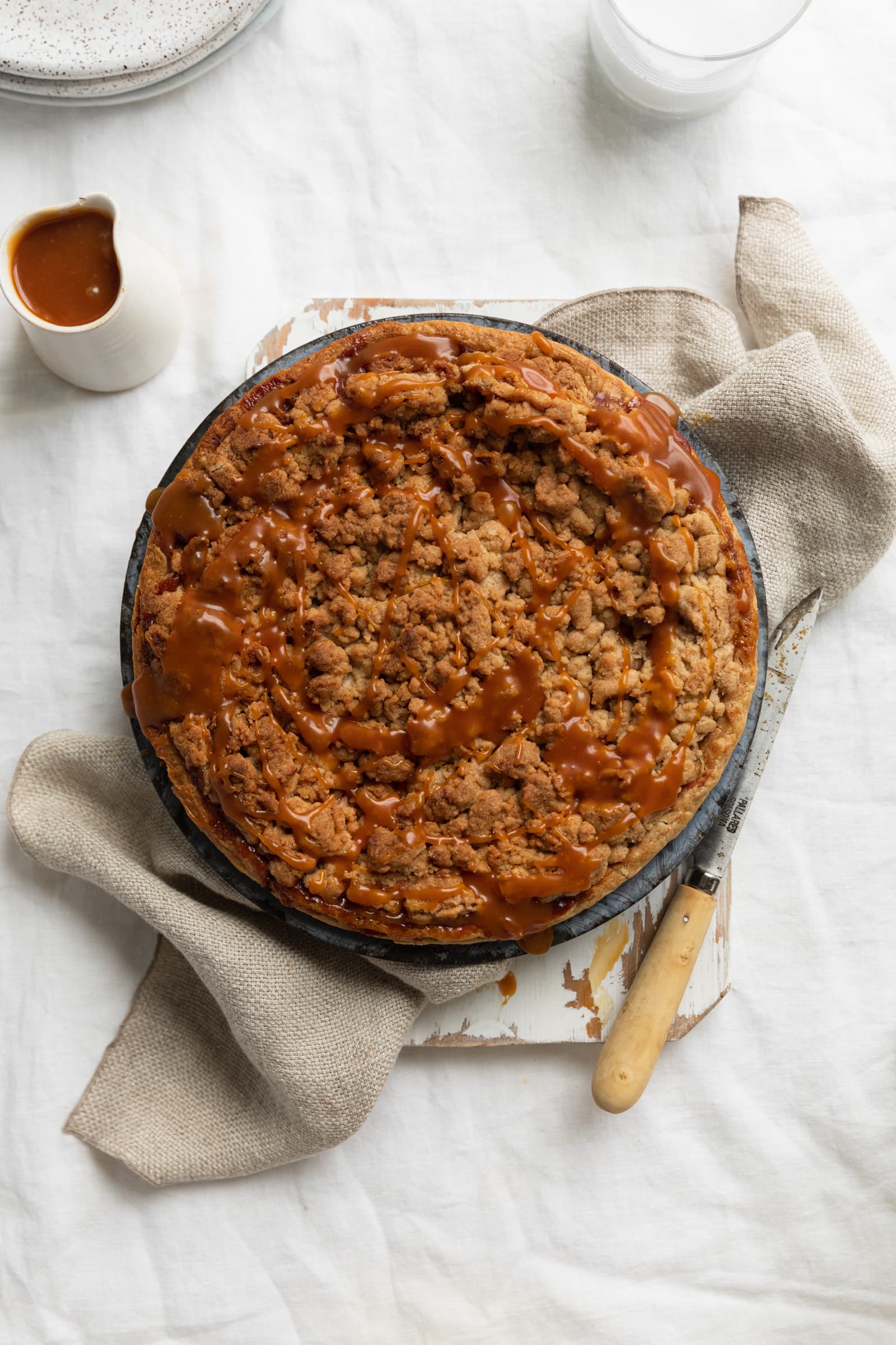 dutch caramel apple pie drizzled with salted caramel