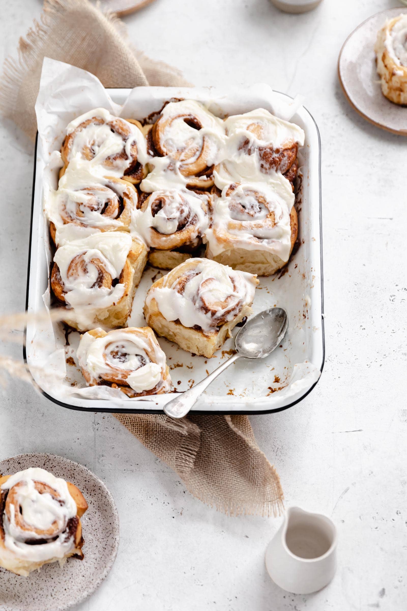 gingerbread cinnamon rolls in a pan