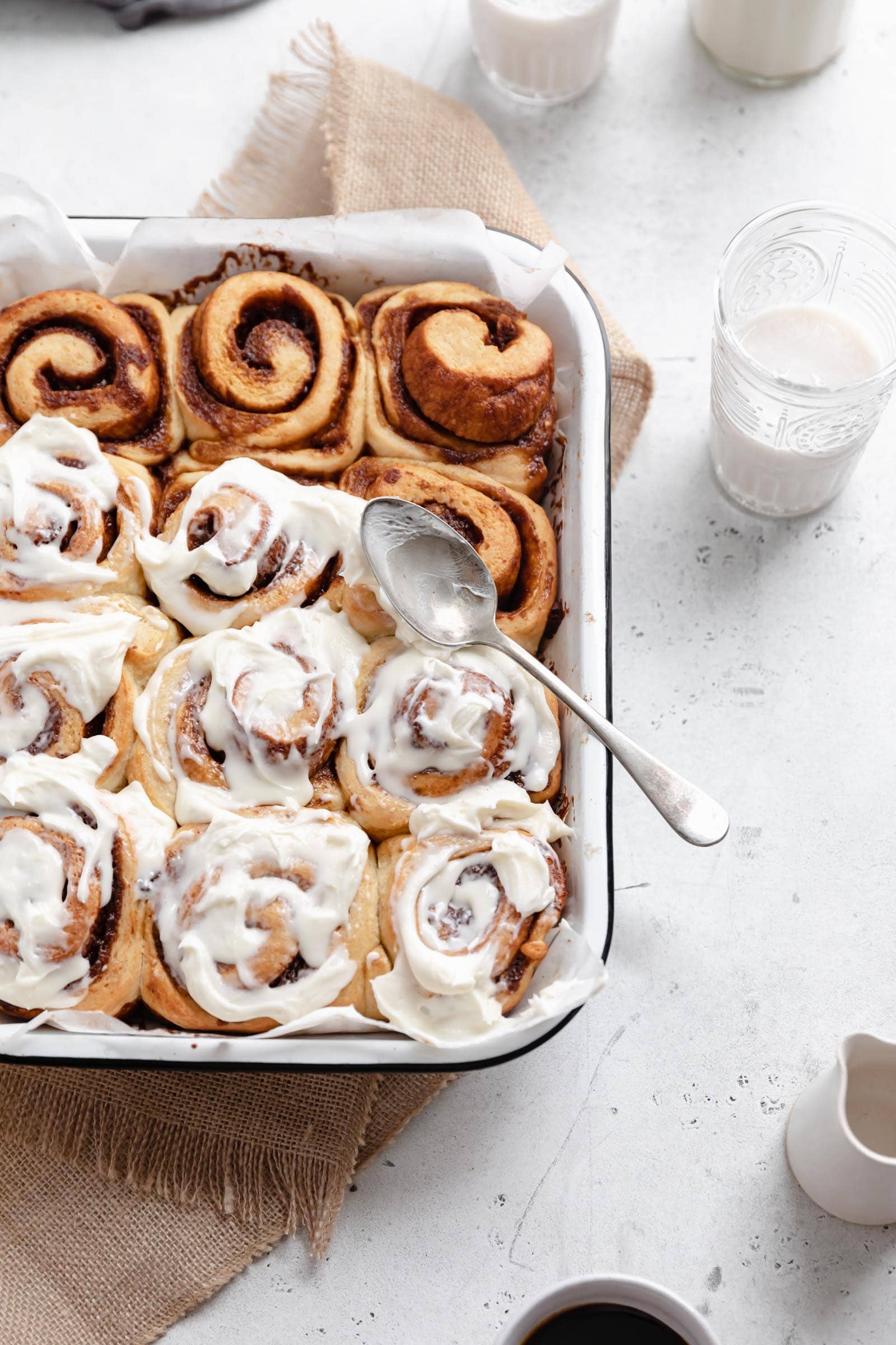 pan of gingerbread cinnamon rolls