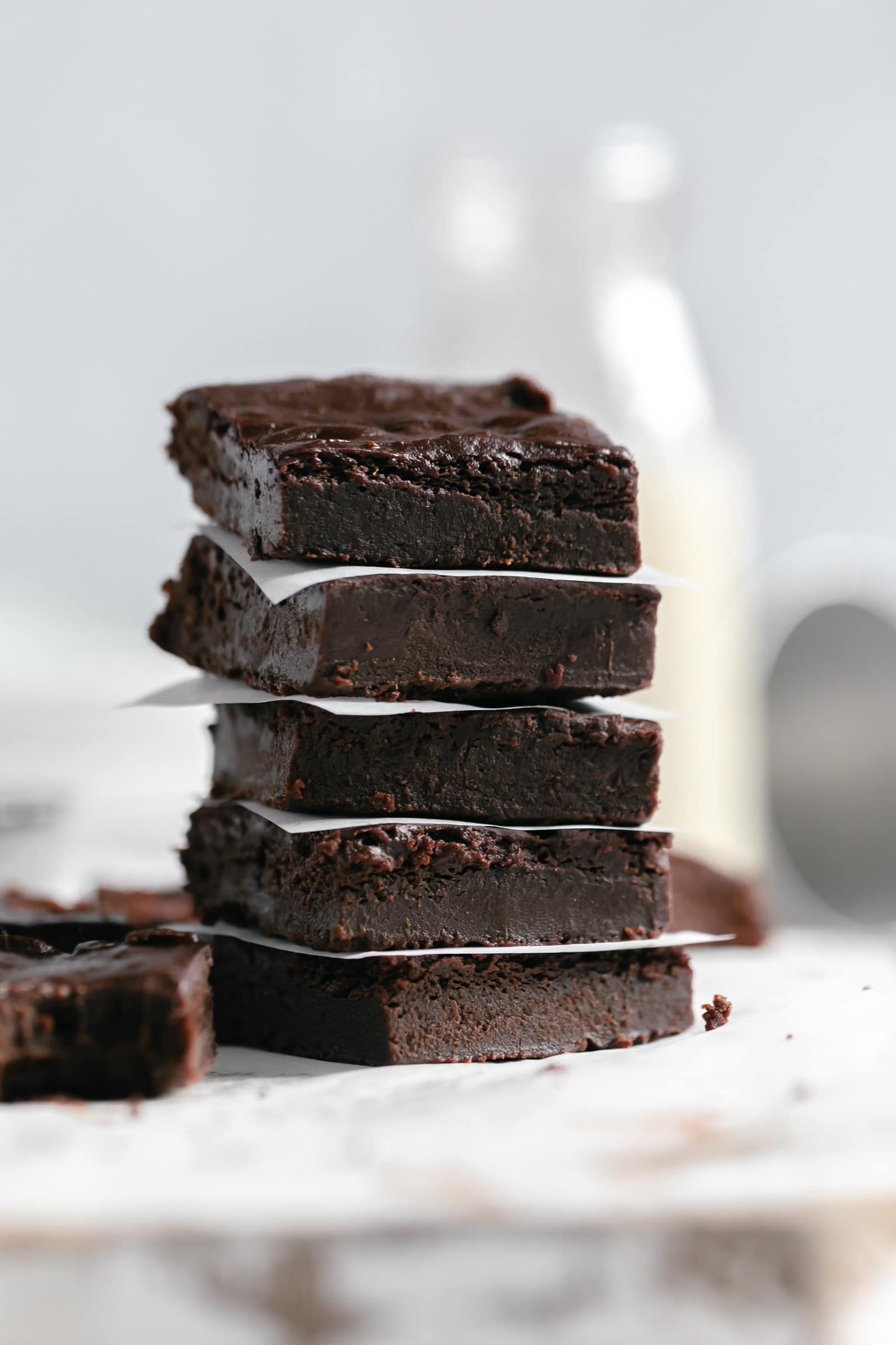 stack of fudgy sweet potato brownies
