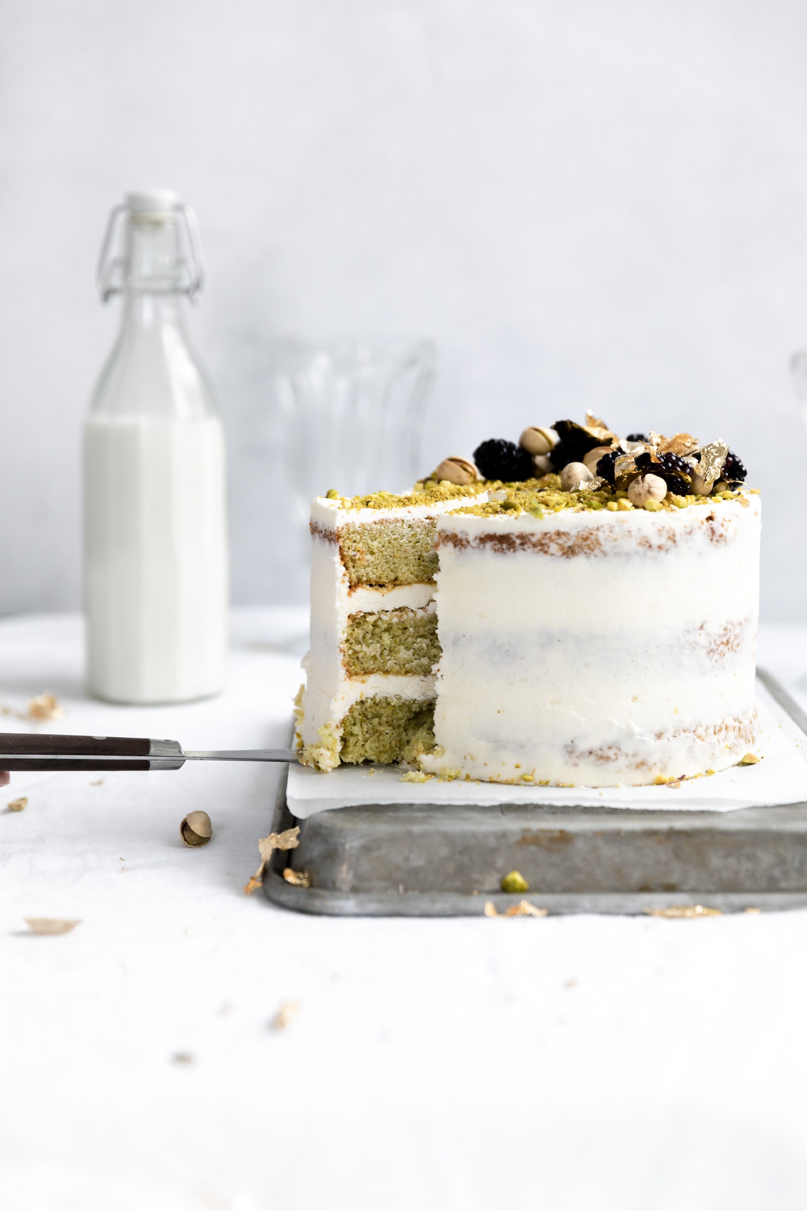 pistachio cake with cream cheese frosting