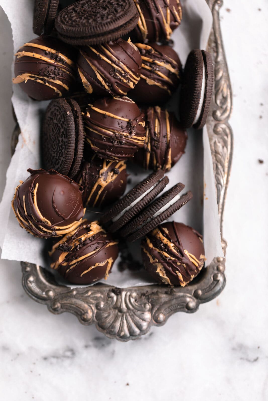peanut butter oreo truffles with gluten free oreos