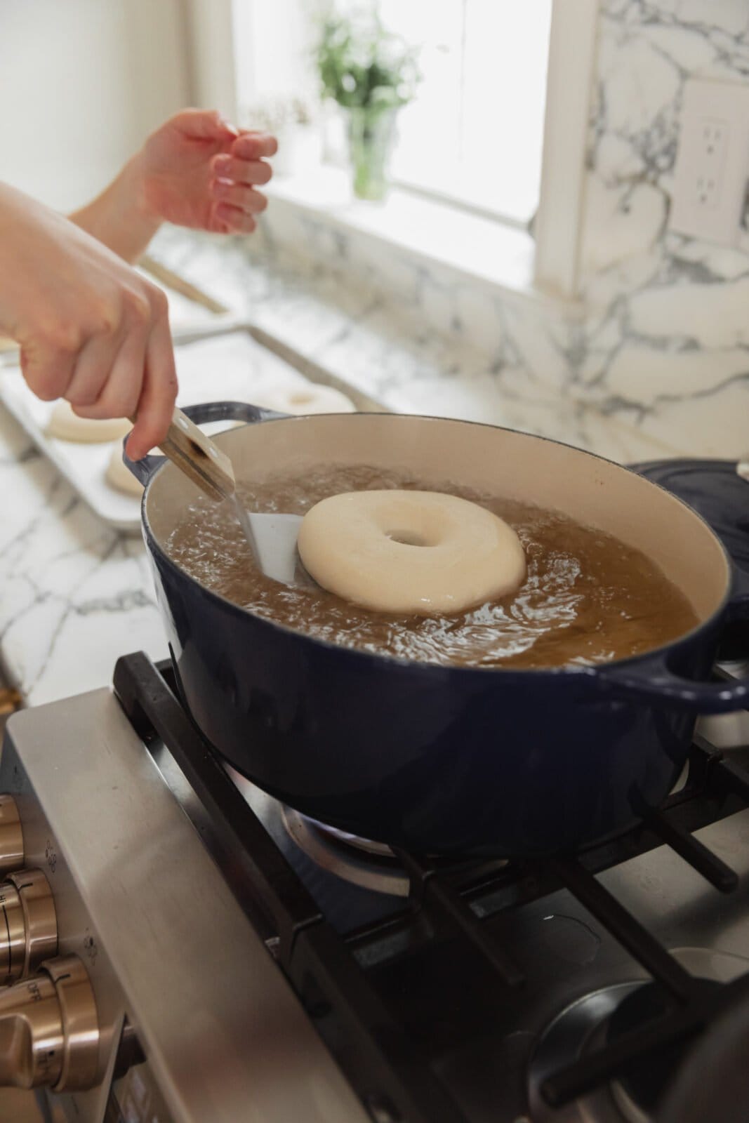 boiling homemade bagels