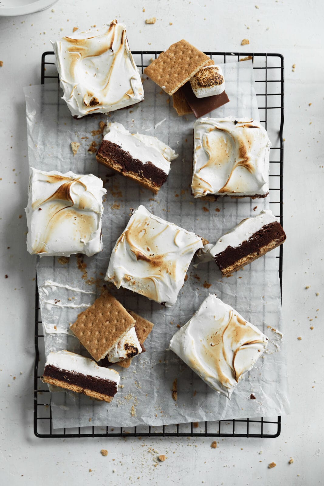 easy smores brownies on a cooling rack