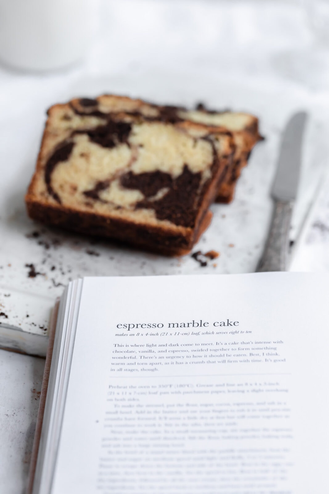 espresso marble cake slice