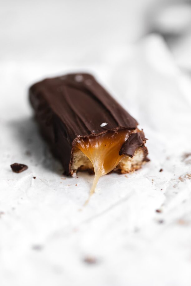 homemade twix candy bar with sea salt